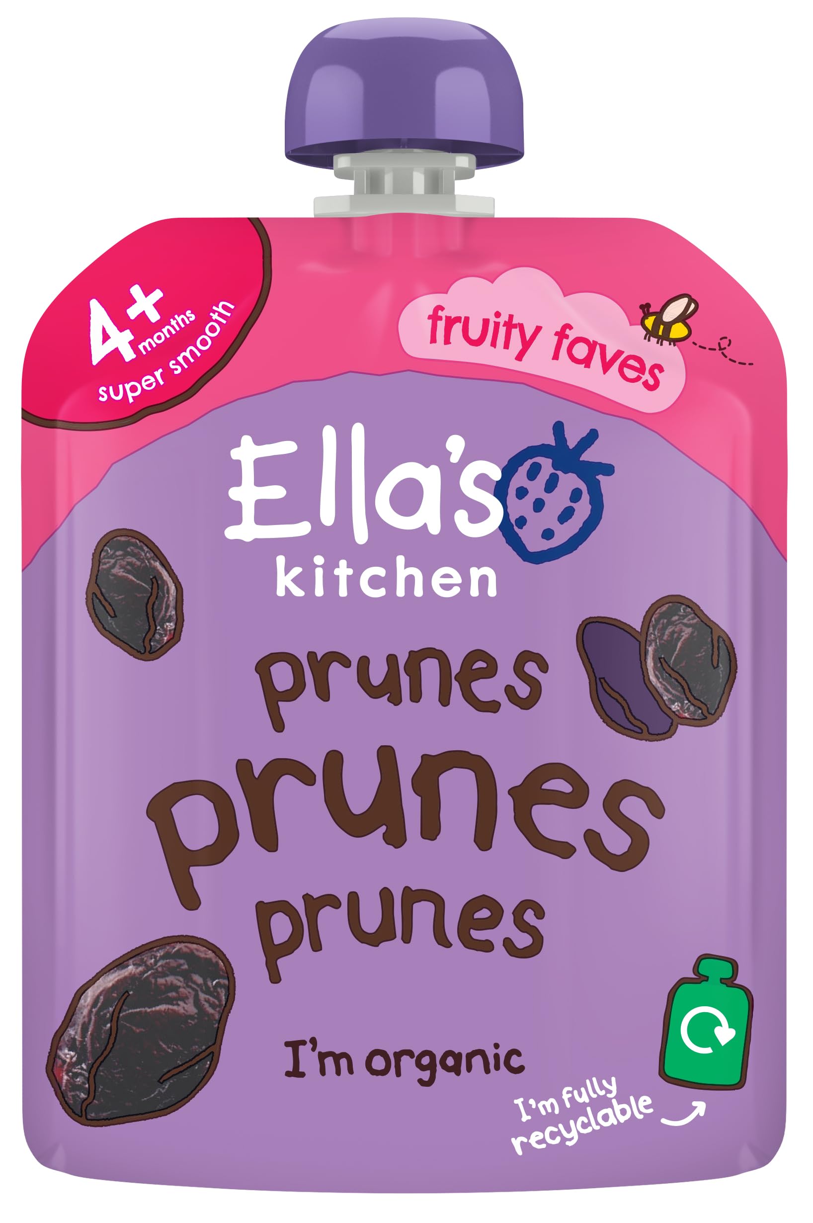 Ella's Kitchen Organic Prunes, 70g - First Taste Pureed Fruit Pouch