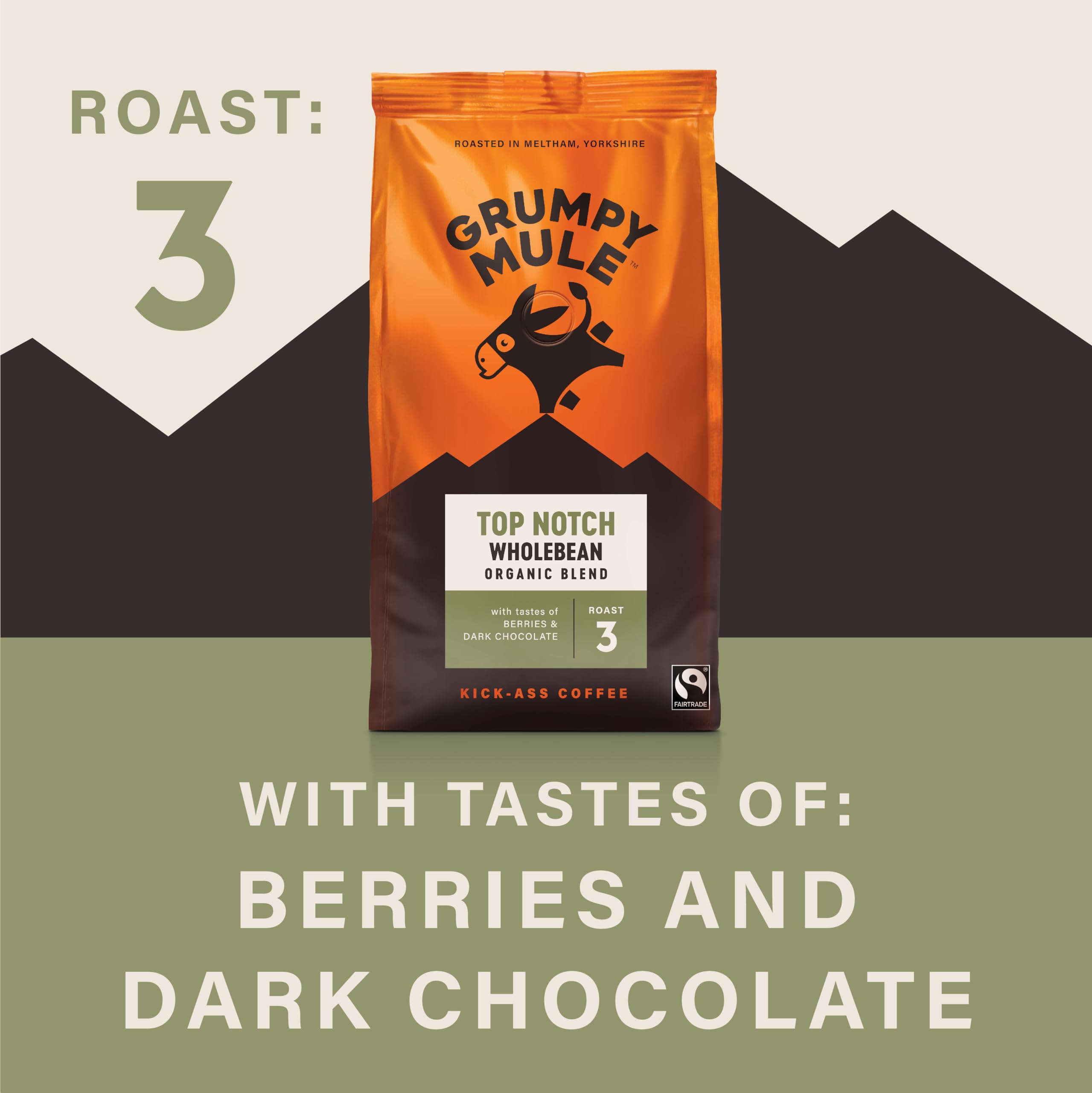 Grumpy Mule Top Notch Bio-Mischung, ganze Kaffeebohnen – Beeren und dunkle Schokoladennoten 3