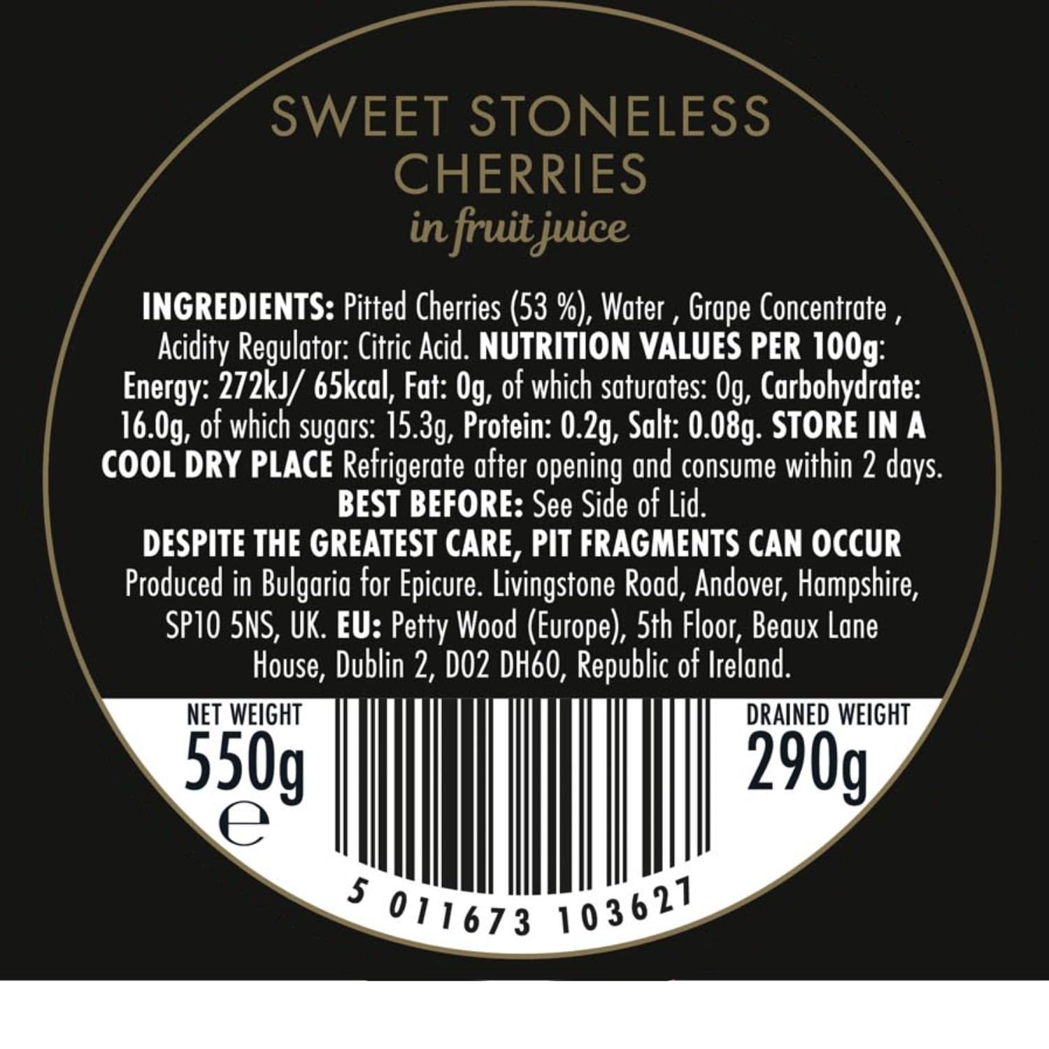 Epicure Premium Sweet Cherries Juice - Naturally Sweetened, Versatile Ingredient | 550 g Jar