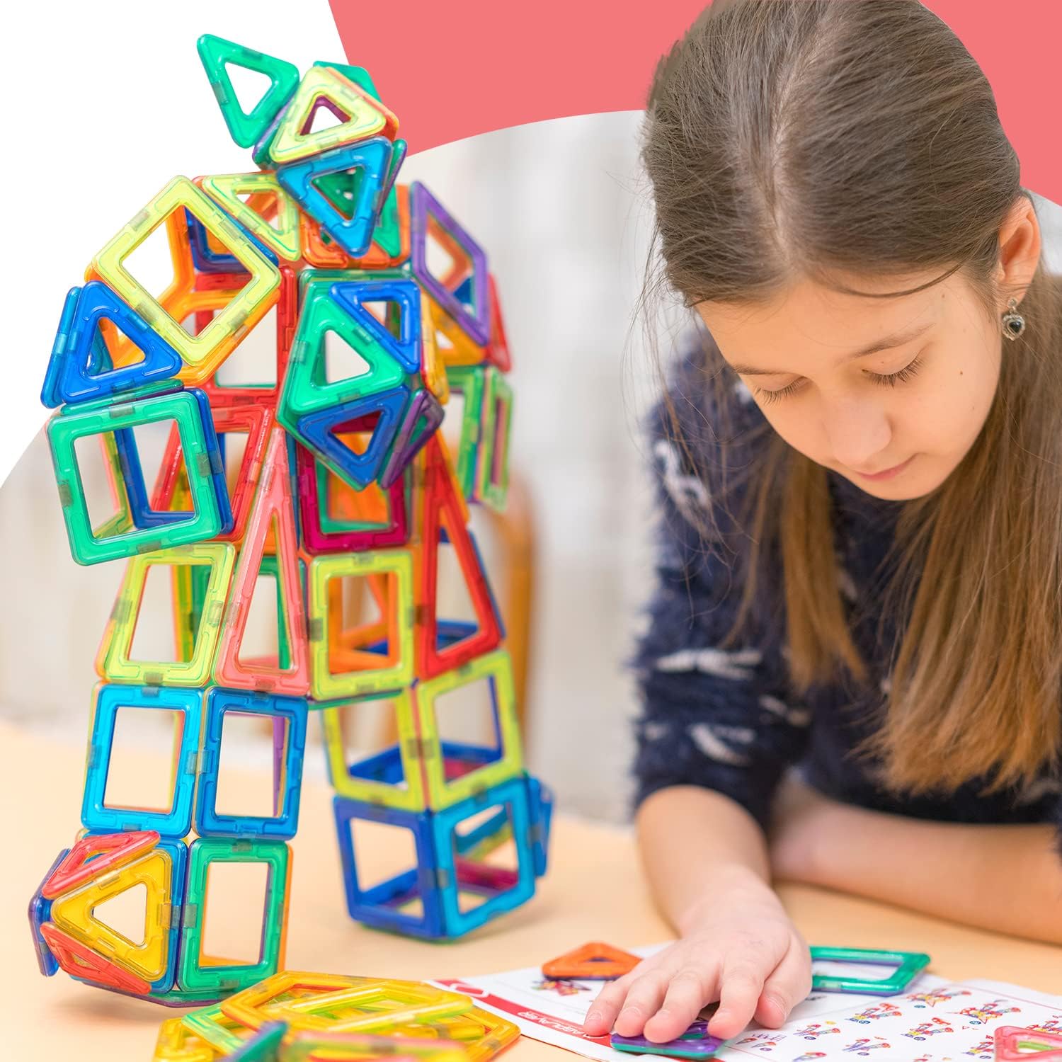 kidoola 94pc Magnetic Building Block Set - Educational STEM Toy for Kids Ages 3+ 6