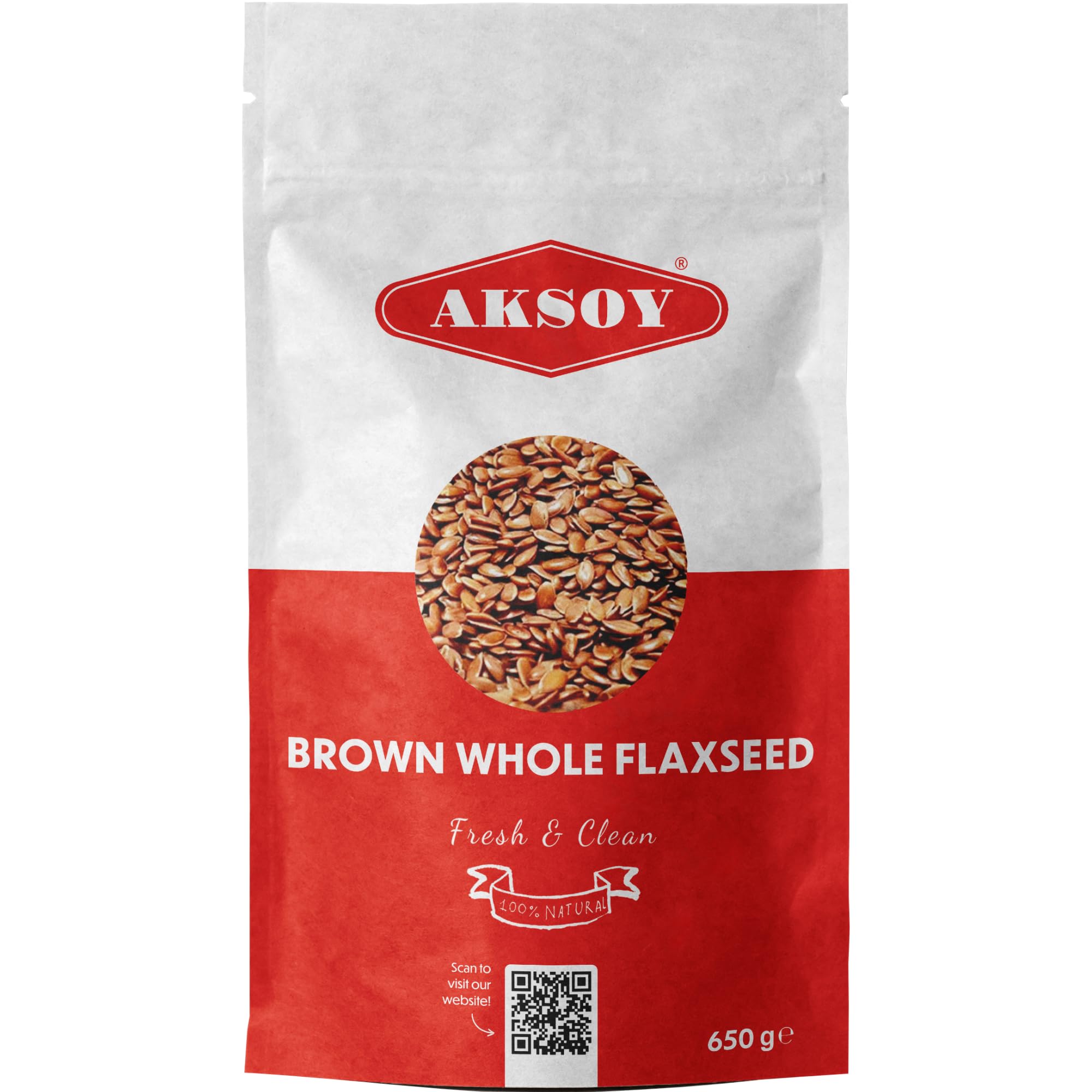 AKSOY Brown Whole Flaxseed (Linseed) - 650g | All Natural | Vegan & Vegetarian