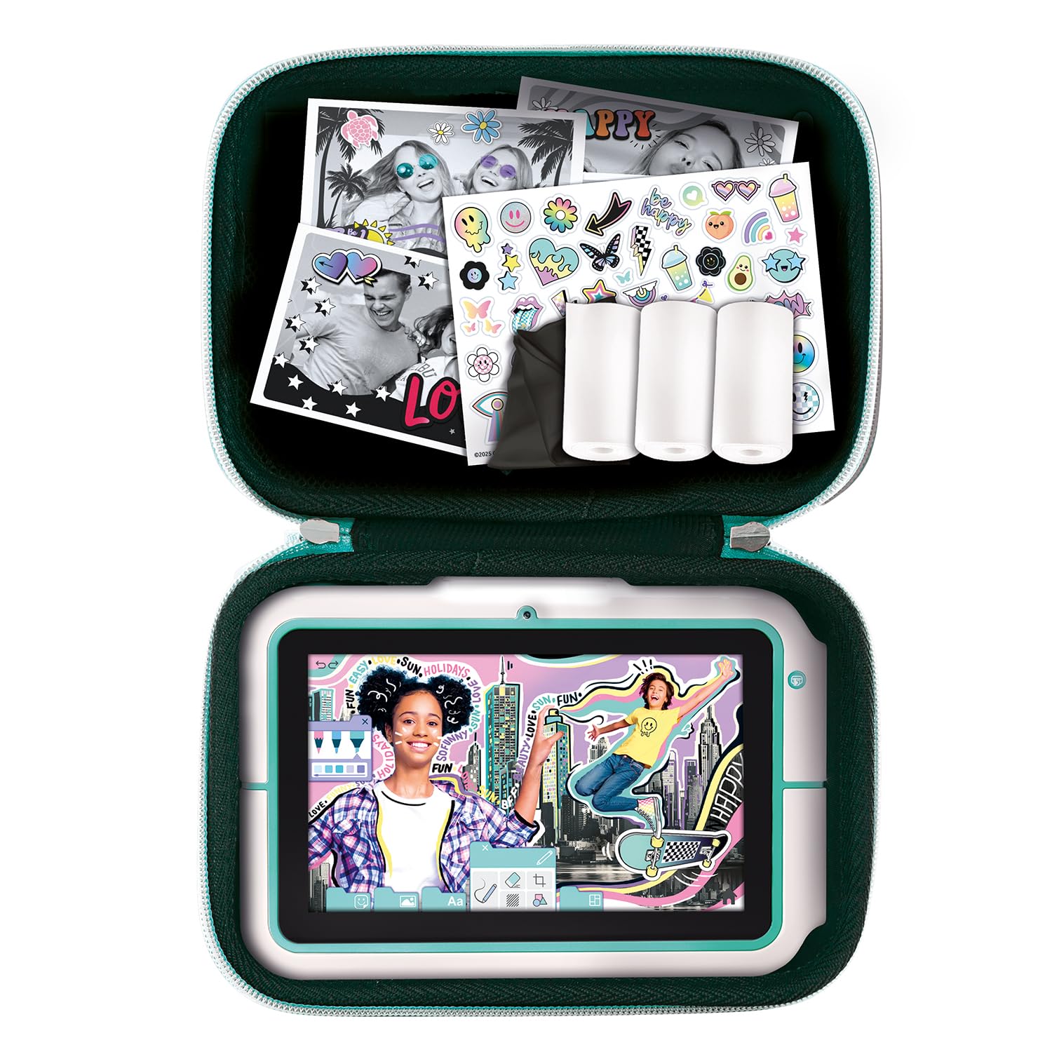Canal Toys Pad Creator Instant Print Tablet Case - Teal Protective Carry Case with Sticker Sheet & Refills 5