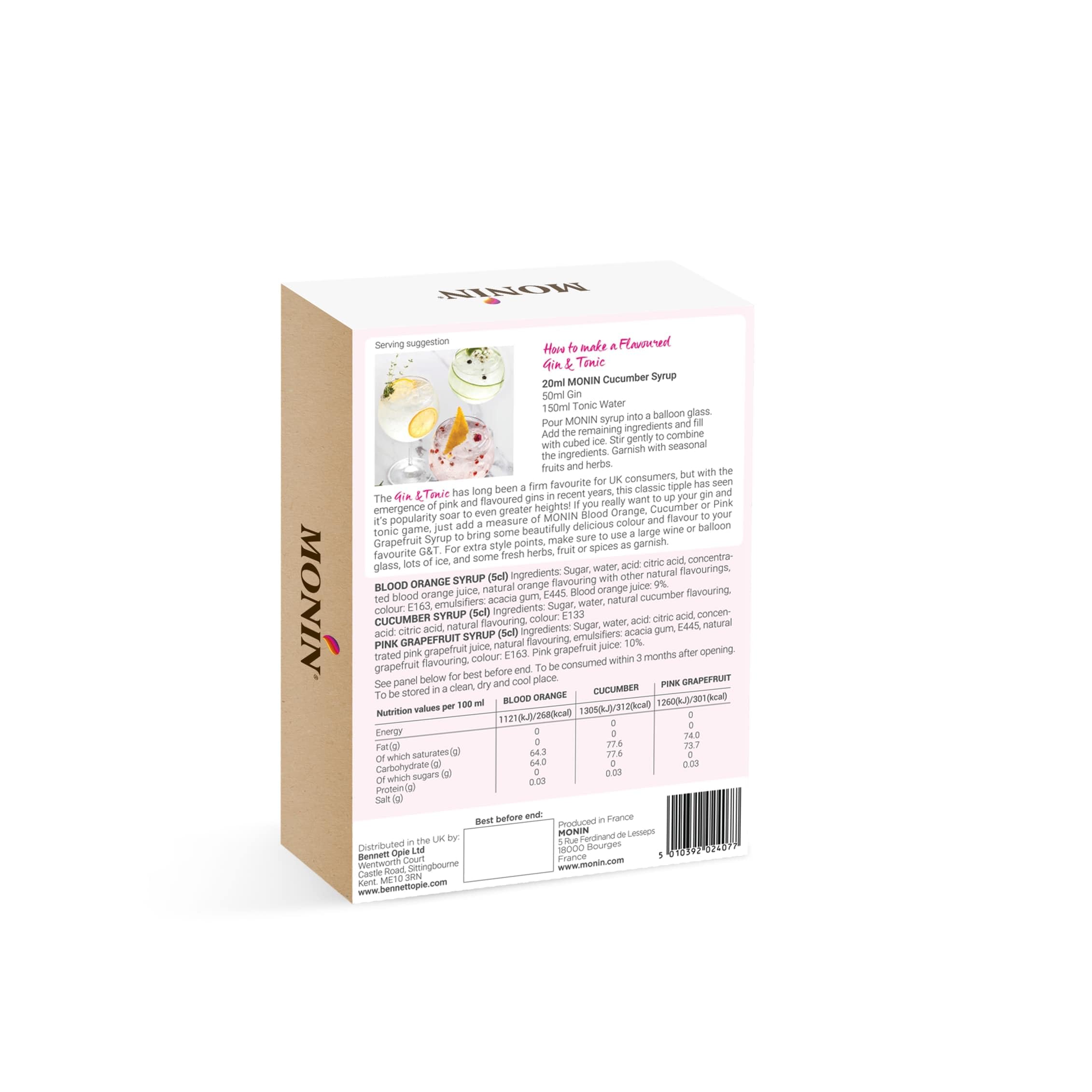 MONIN Cocktail Syrup Gift Set - Cucumber, Pink Grapefruit, Blood Orange (3 x 50ml) 7