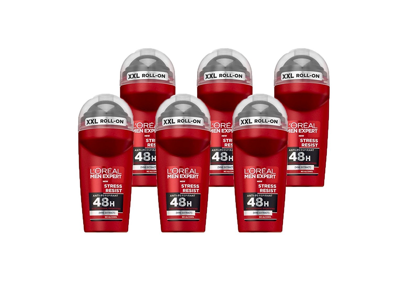 L’Oréal Paris men expert Stress Resist Anti-Perspirant Roll-On Deodorant for Men - 48 Hour Protection, Fresh Woody Scent, Alcohol-Free, Pack of 6 1