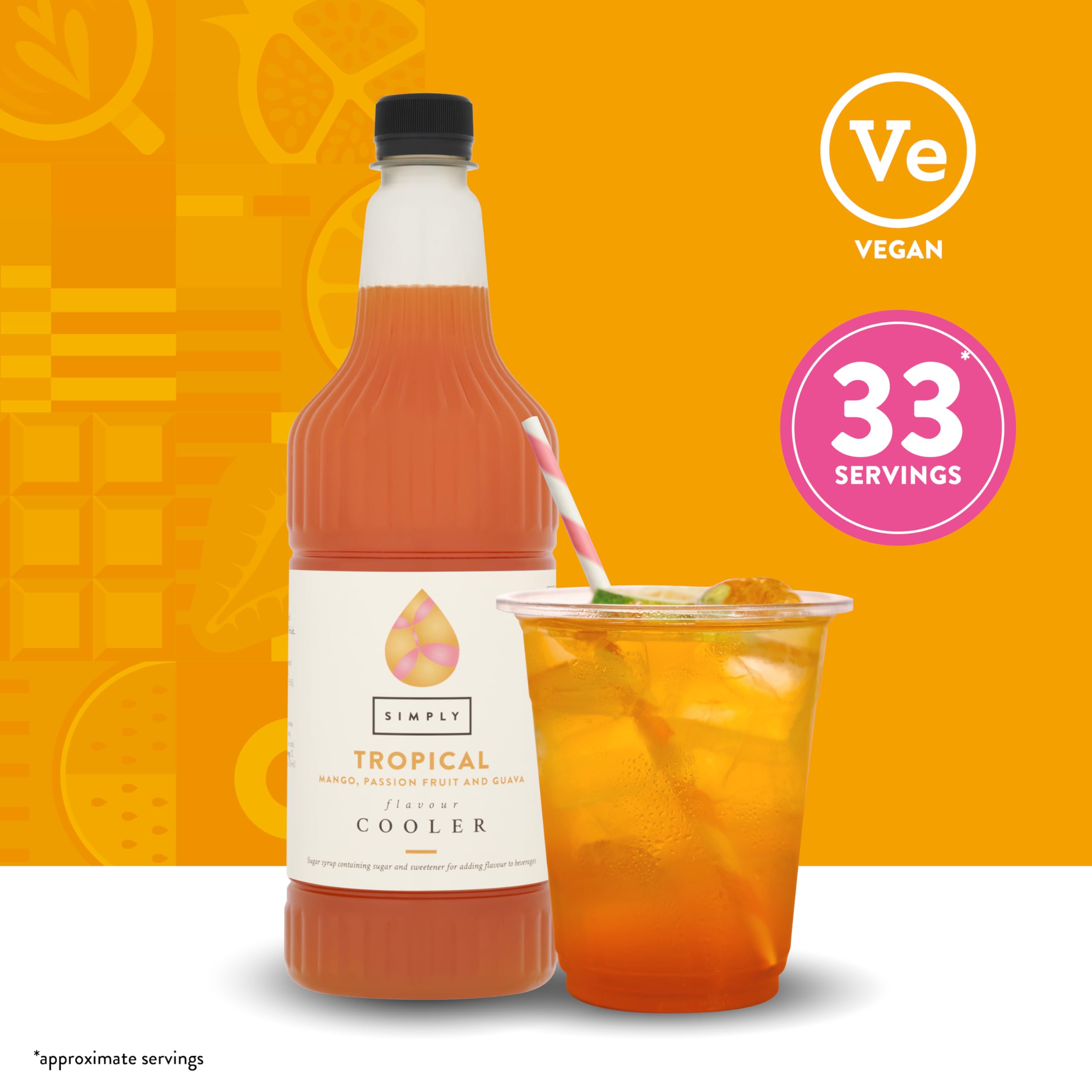 Simply Tropical Cooler Beverage Syrup - Vegan, Gluten Free, Halal Certified | 1 L