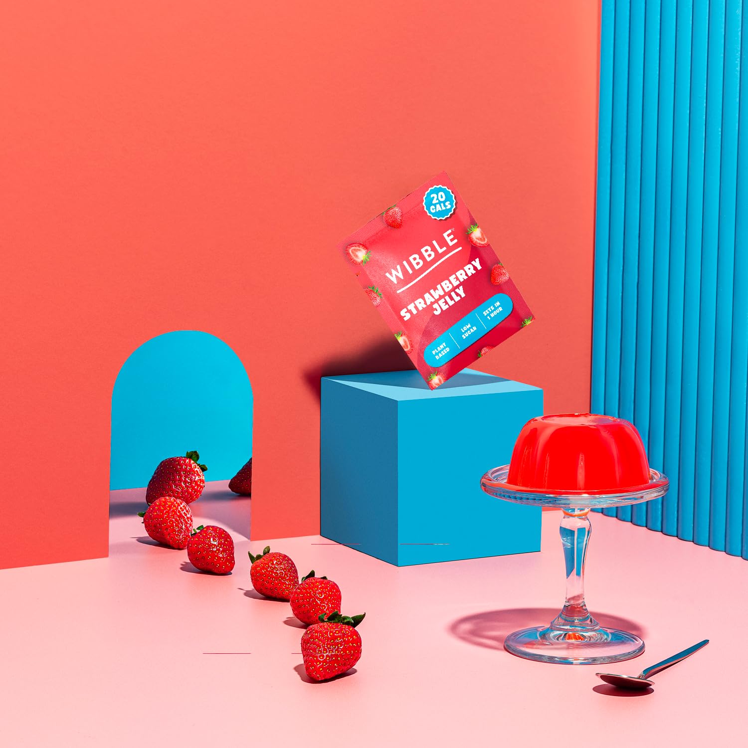 Wibble Strawberry Jelly Crystals, Plant-Based Low Sugar Jelly Powder, 12-Pack, Quick-Set Vegan Dessert 5