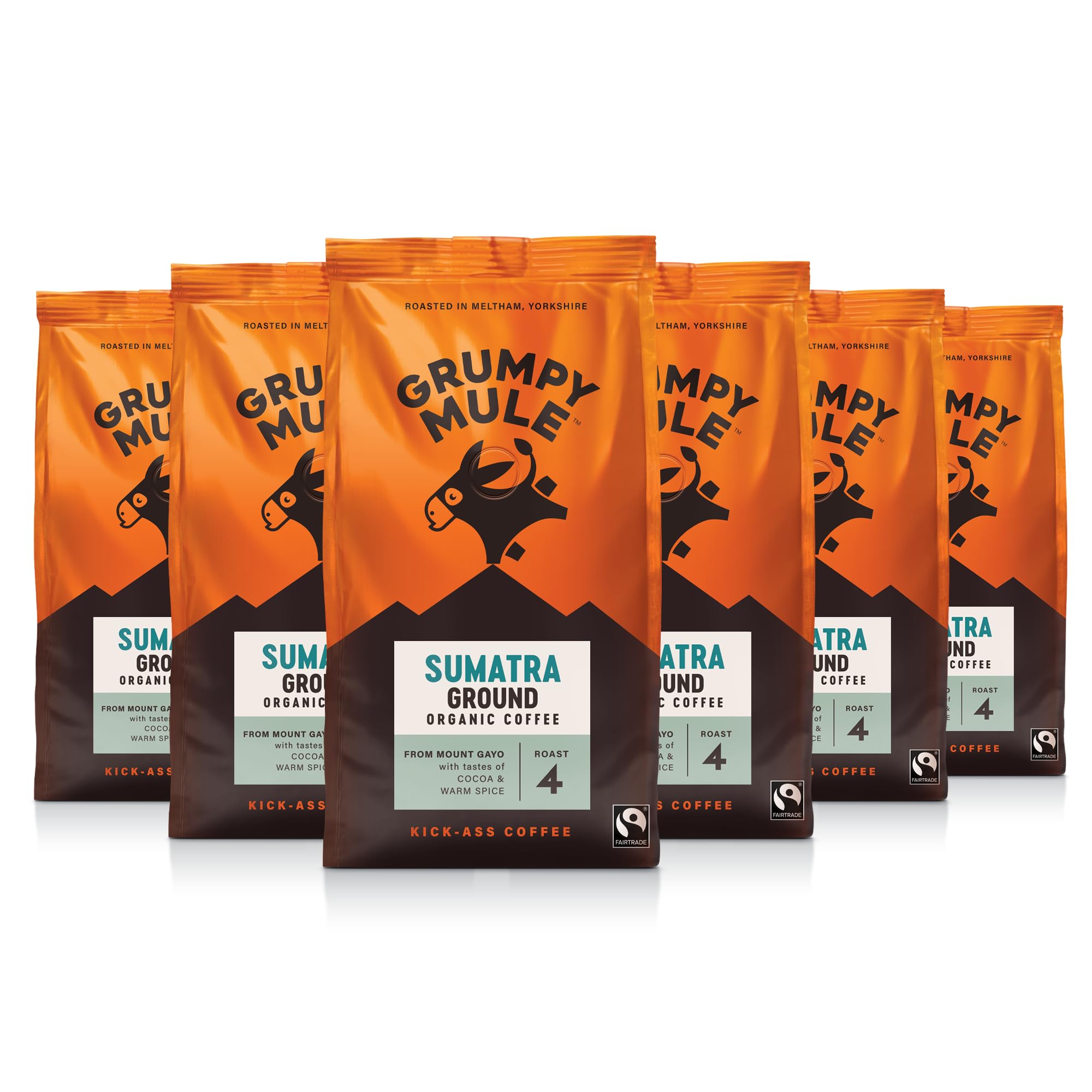 Grumpy Mule Sumatra Mount Gayo Organic Ground Coffee – Cocoa & Warm Spice Notes, Fairtrade & Organic