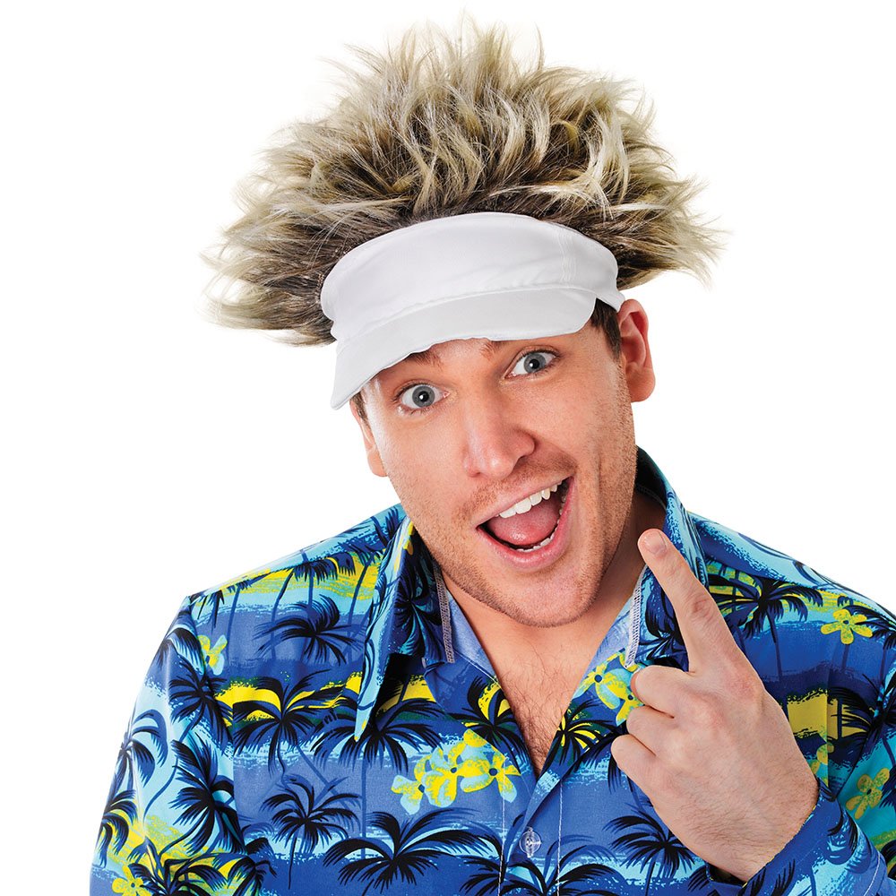 Bristol Novelty Golfer Hat and Hair Accessory - White/Blonde, One Size for Men