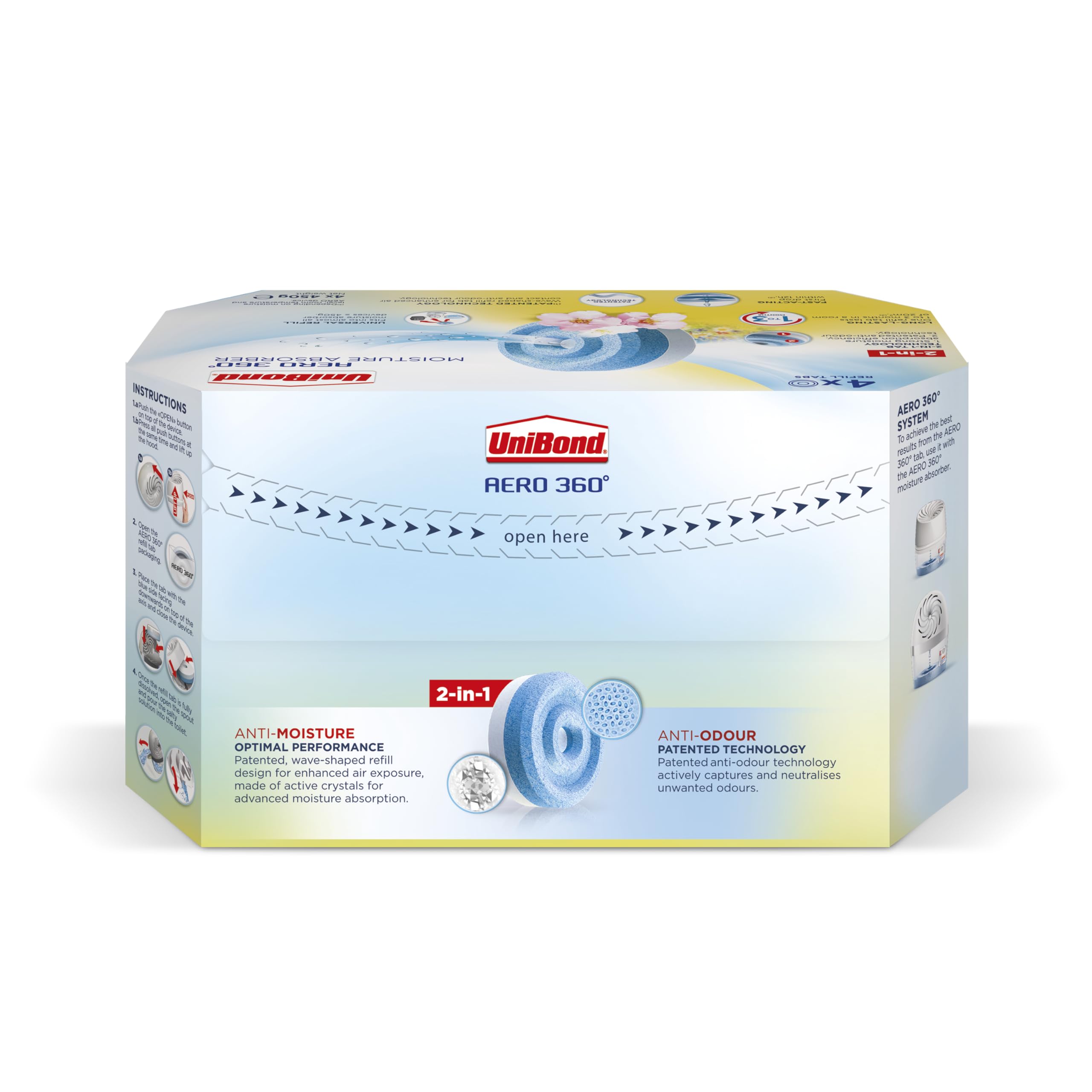 Unibond AERO 360° Wildflower Meadow Refill Tabs - 4x450g Moisture & Odour Absorber for Home 6