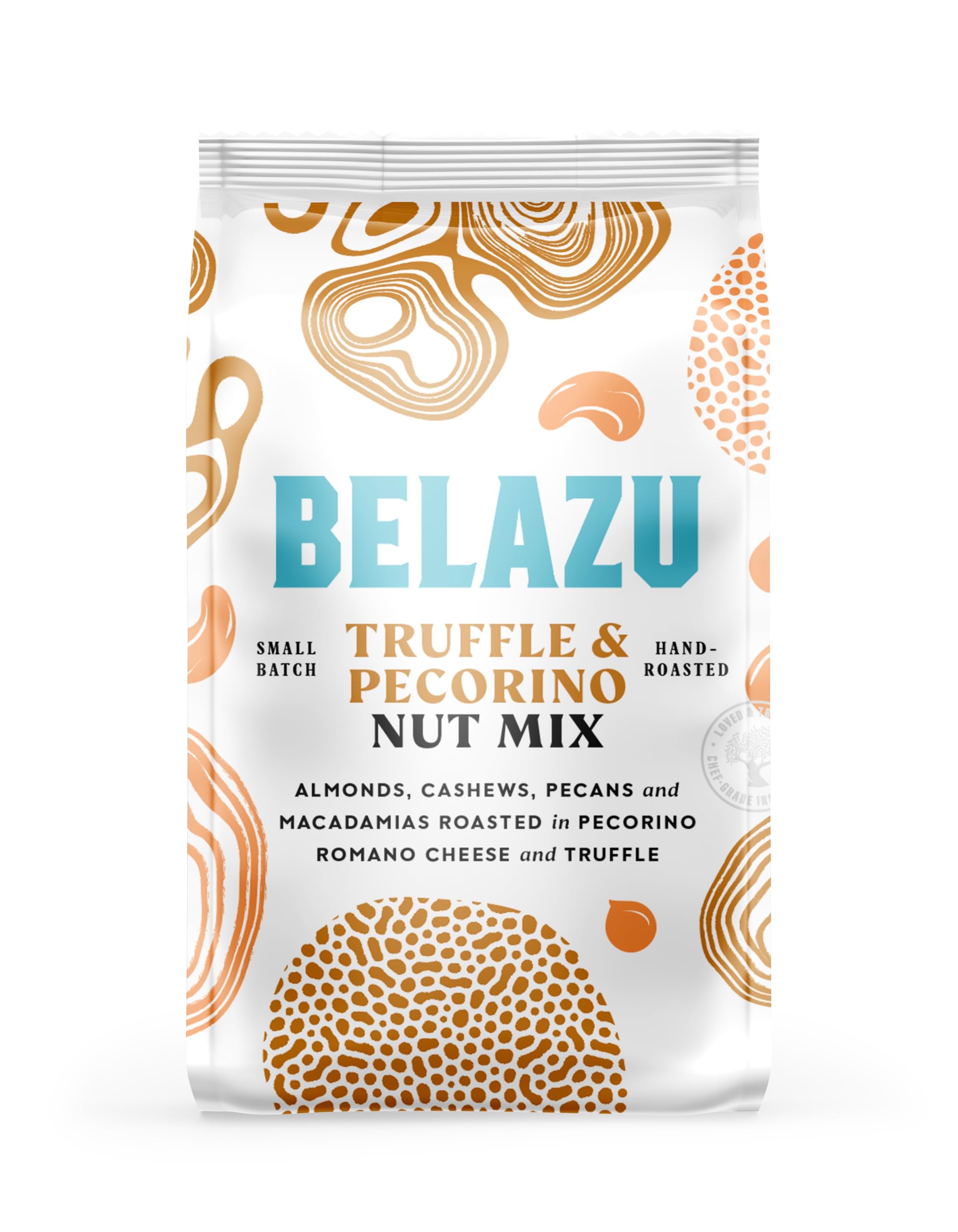 Belazu Truffle & Pecorino Nut Mix, 135g - Hand Roasted Almonds, Cashews, Pecans & Macadamias with Pecorino Romano and Truffle Flavour