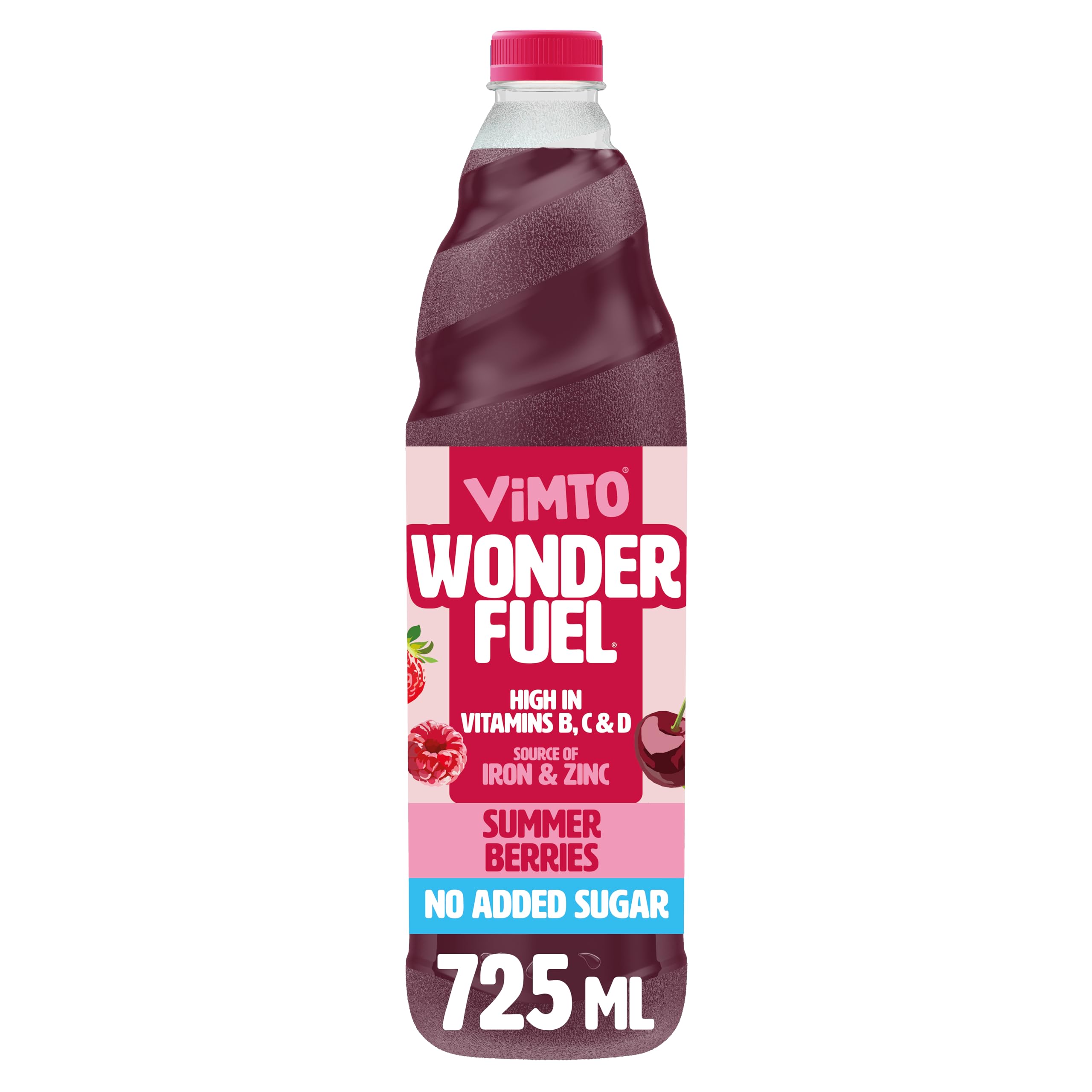 Vimto Wonderfuel Squash – No Added Sugar – Vitamins B, C & D – Iron & Zinc – 725ml