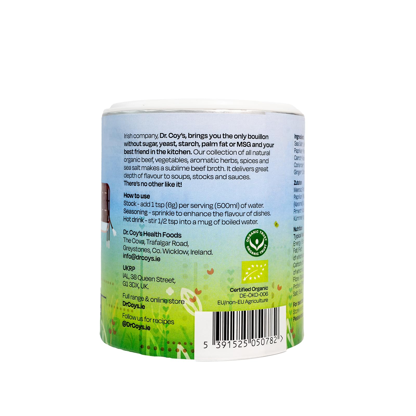 Dr. Coy's Organic Beef Bouillon Powder - 125g Gluten-Free Beef Broth