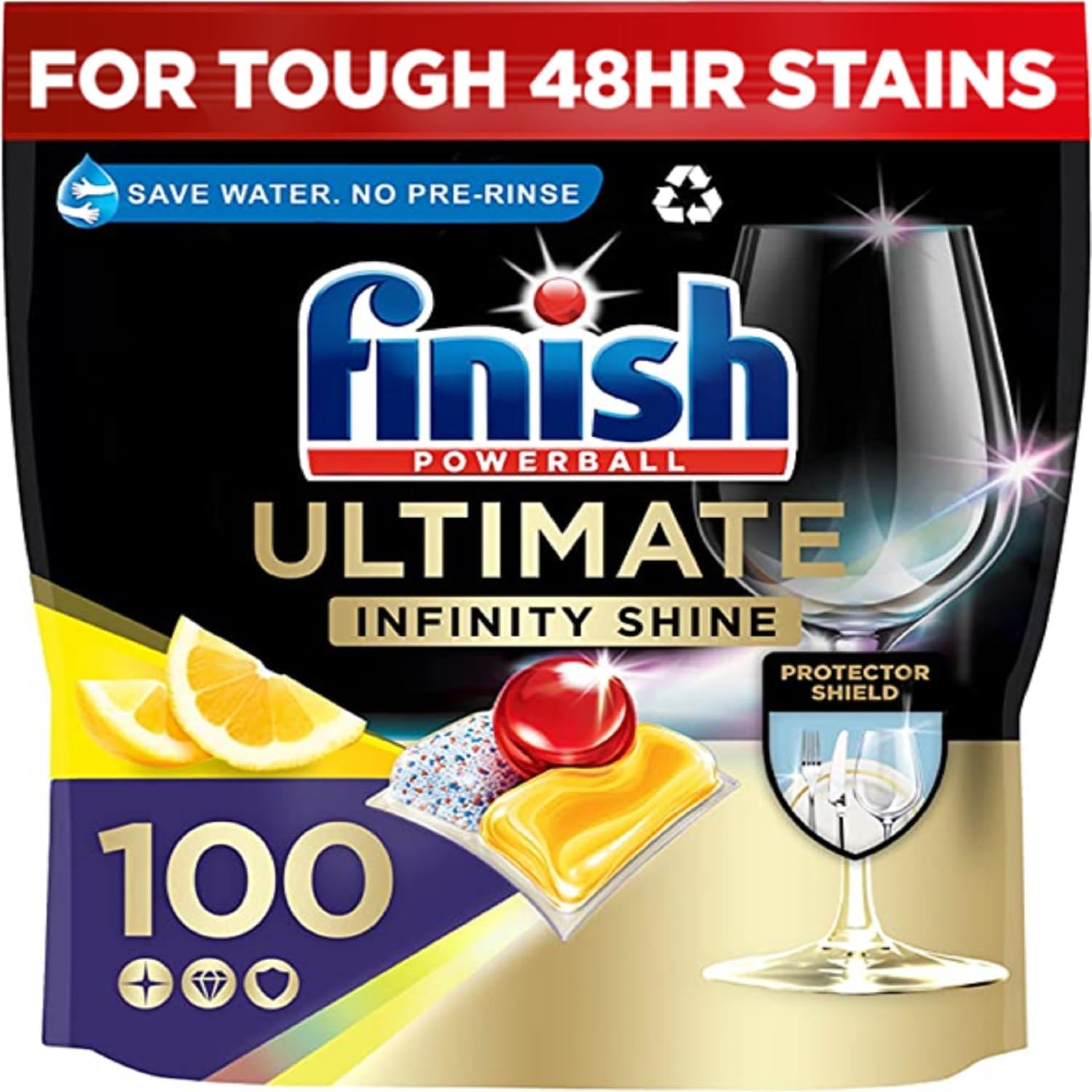 Finish Ultimate Infinity Shine Dishwasher Tablets, Lemon, 100 Tablets