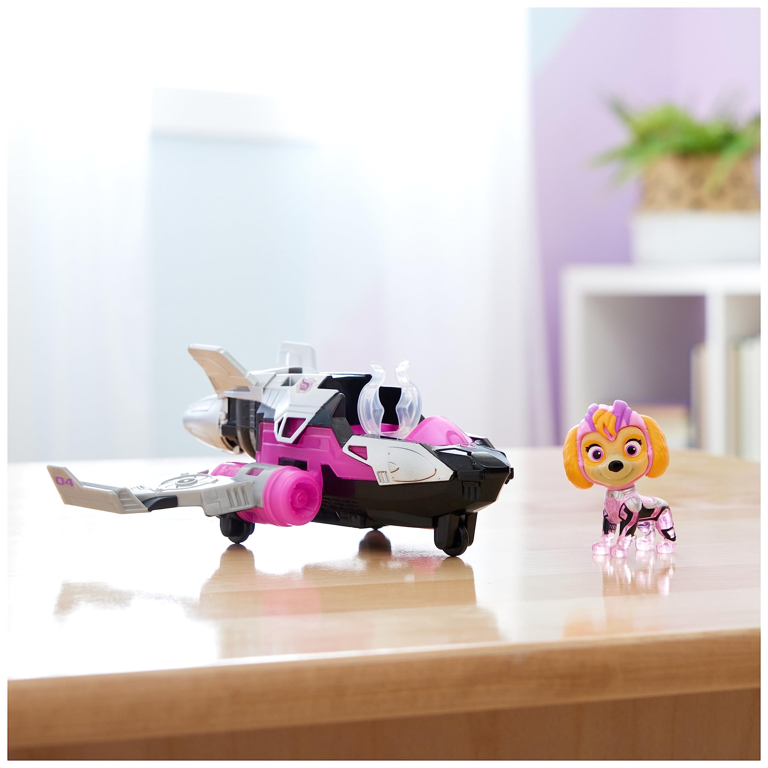 PAW Patrol: The Mighty Movie Skye's Rescue Jet with Light-Up Action Figure, Lights & Sounds - Kids' Toy for Ages 3+ 4