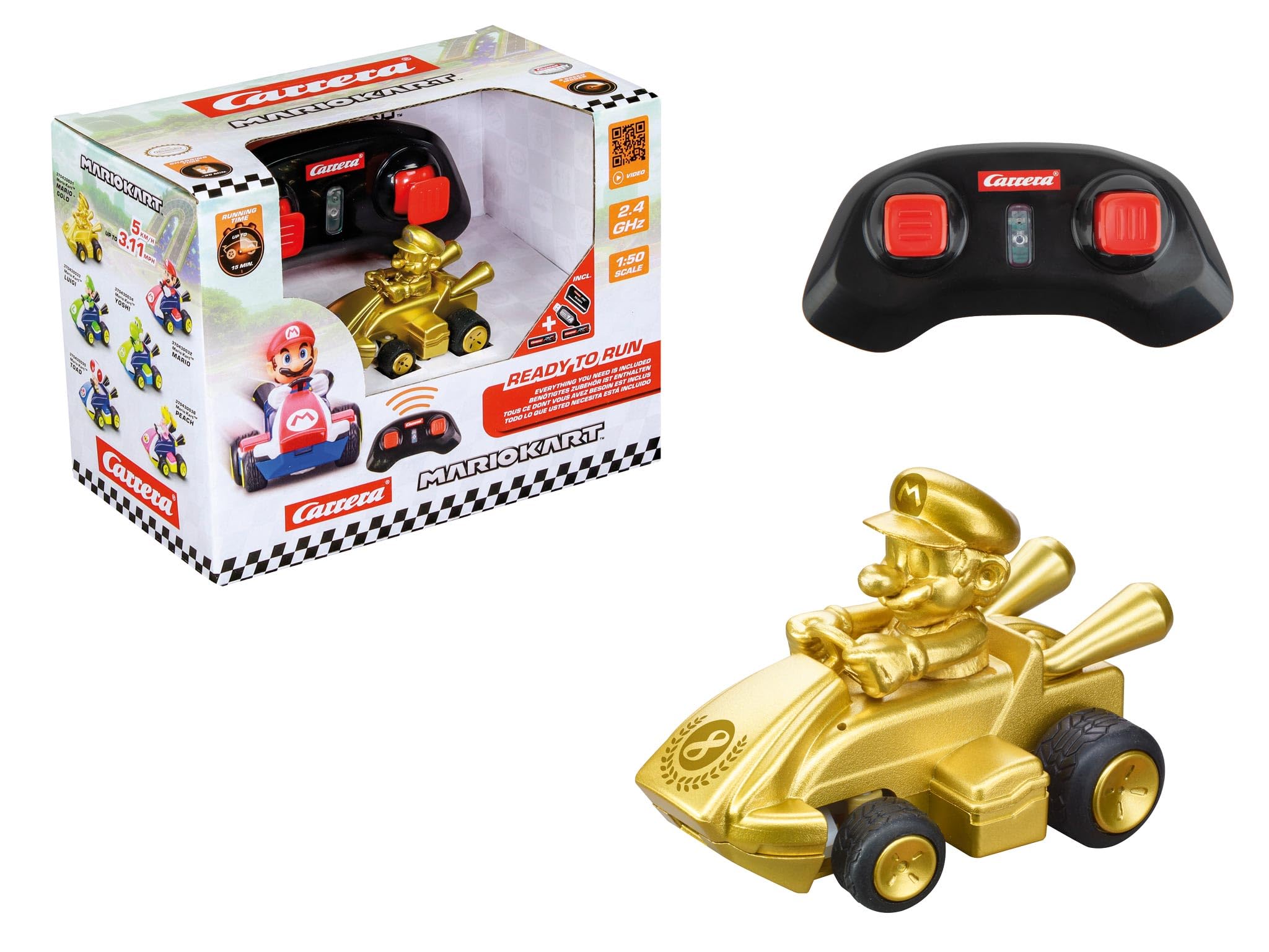 Carrera RC Mario Kart Mini RC Mario - Gold Edition | 2.4 GHz | Ready to Run | Ages 6+