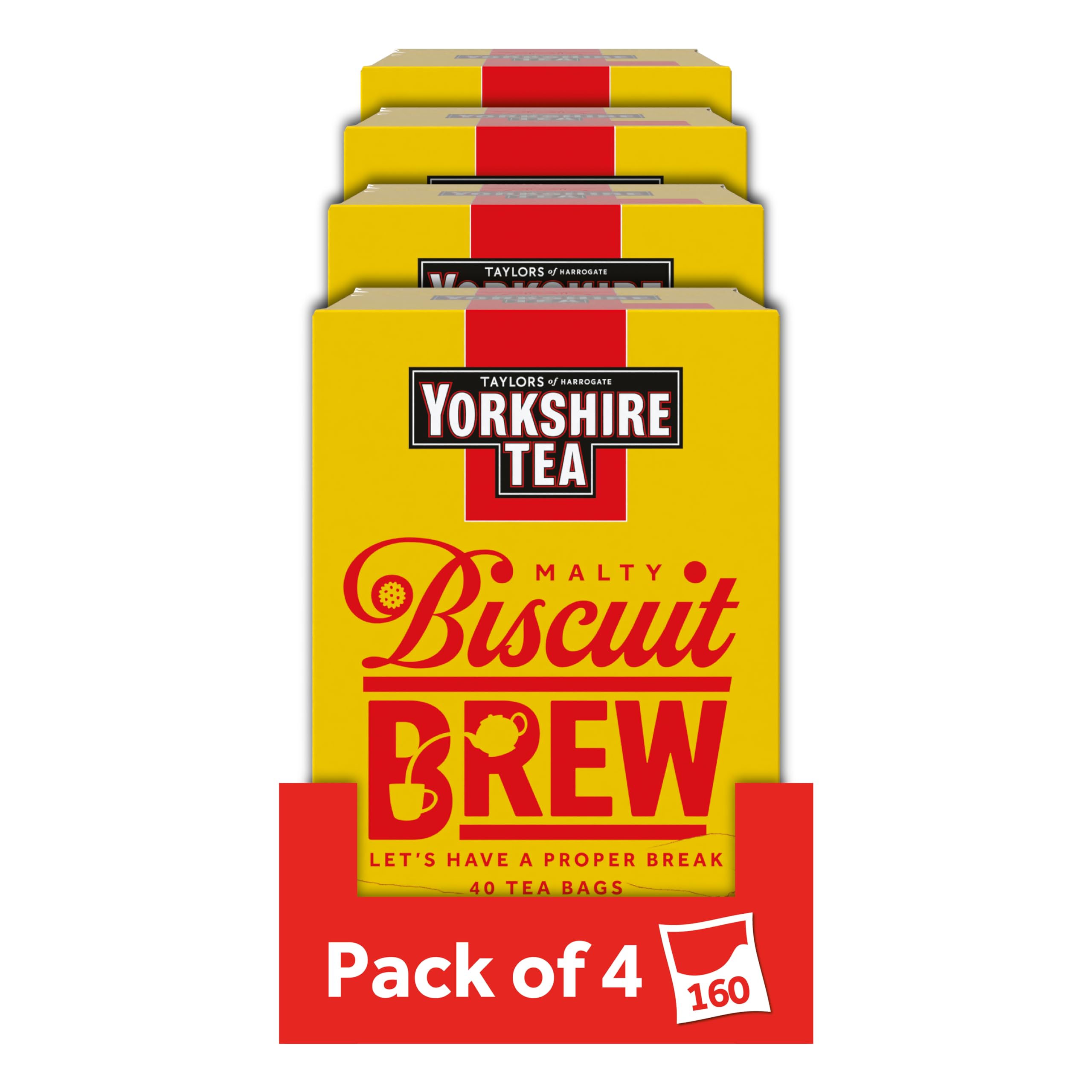 Yorkshire Tea - Biscuit Brew Flavoured Tea Bags, 40 Bags per Box (4 Boxes, 160 Total)