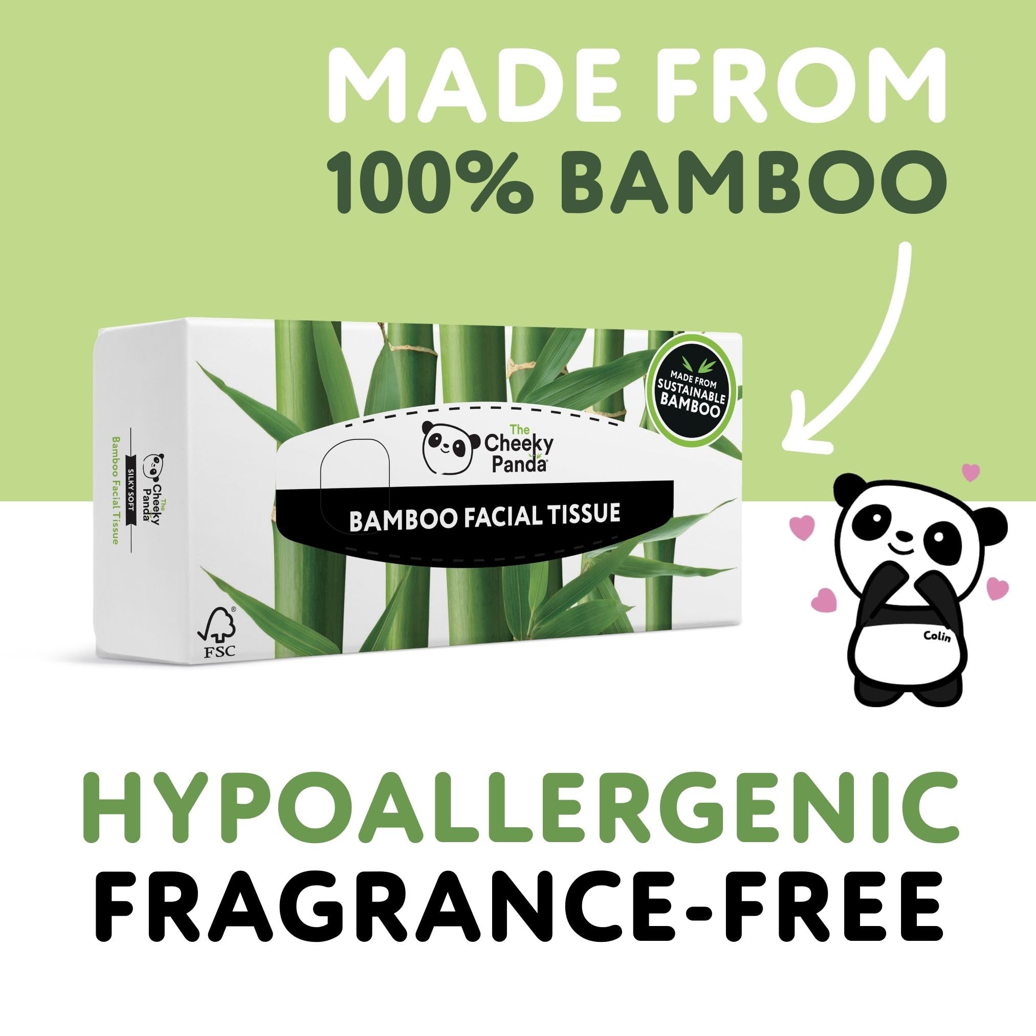 The Cheeky Panda – Bamboo Facial Tissues 3-Ply Flat Box (80 Tissues) Hypoallergenic, Plastic-Free, Eco-Friendly 8