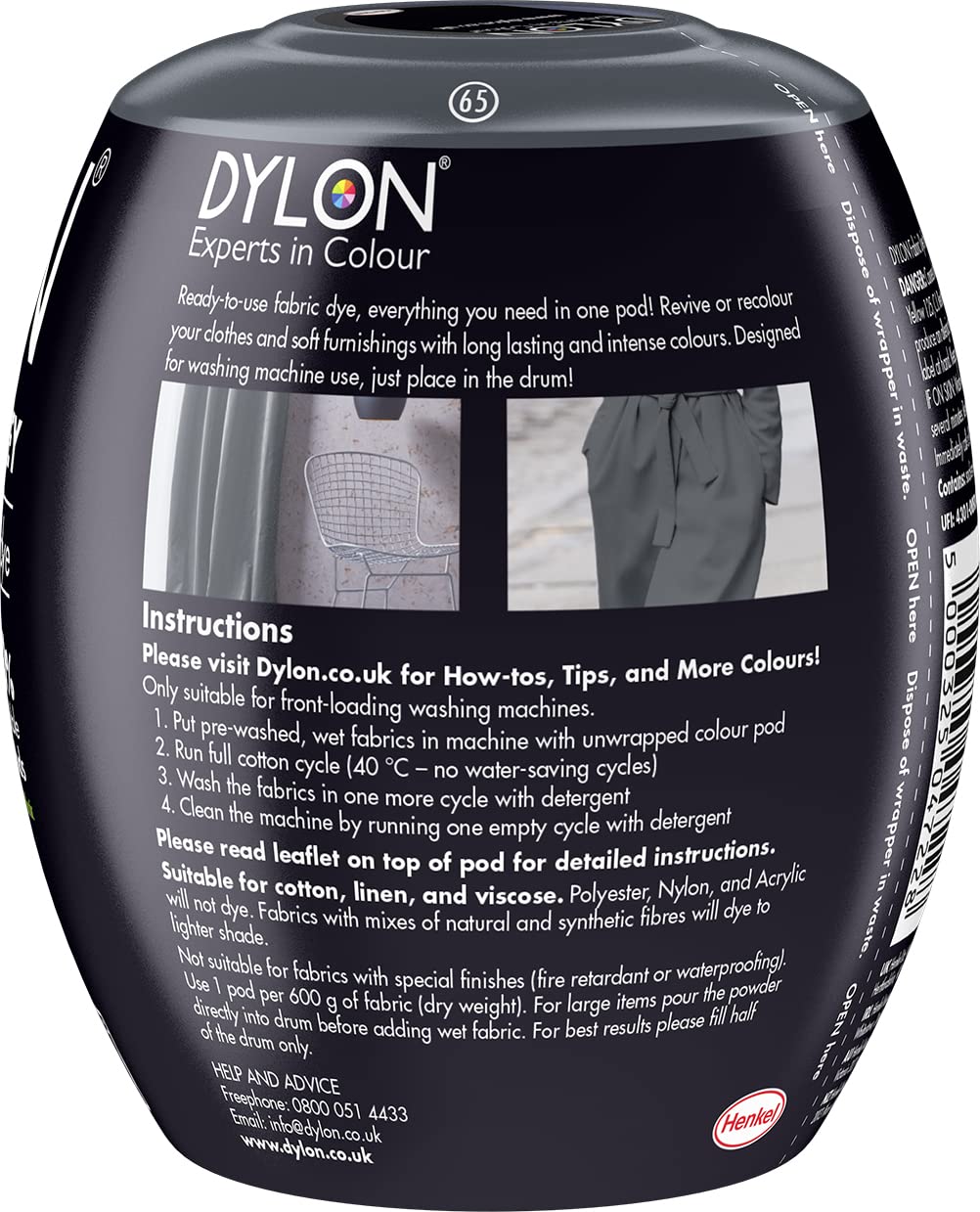 Dylon Washing Machine Fabric Dye Pod - Smoke Grey, 350g 5