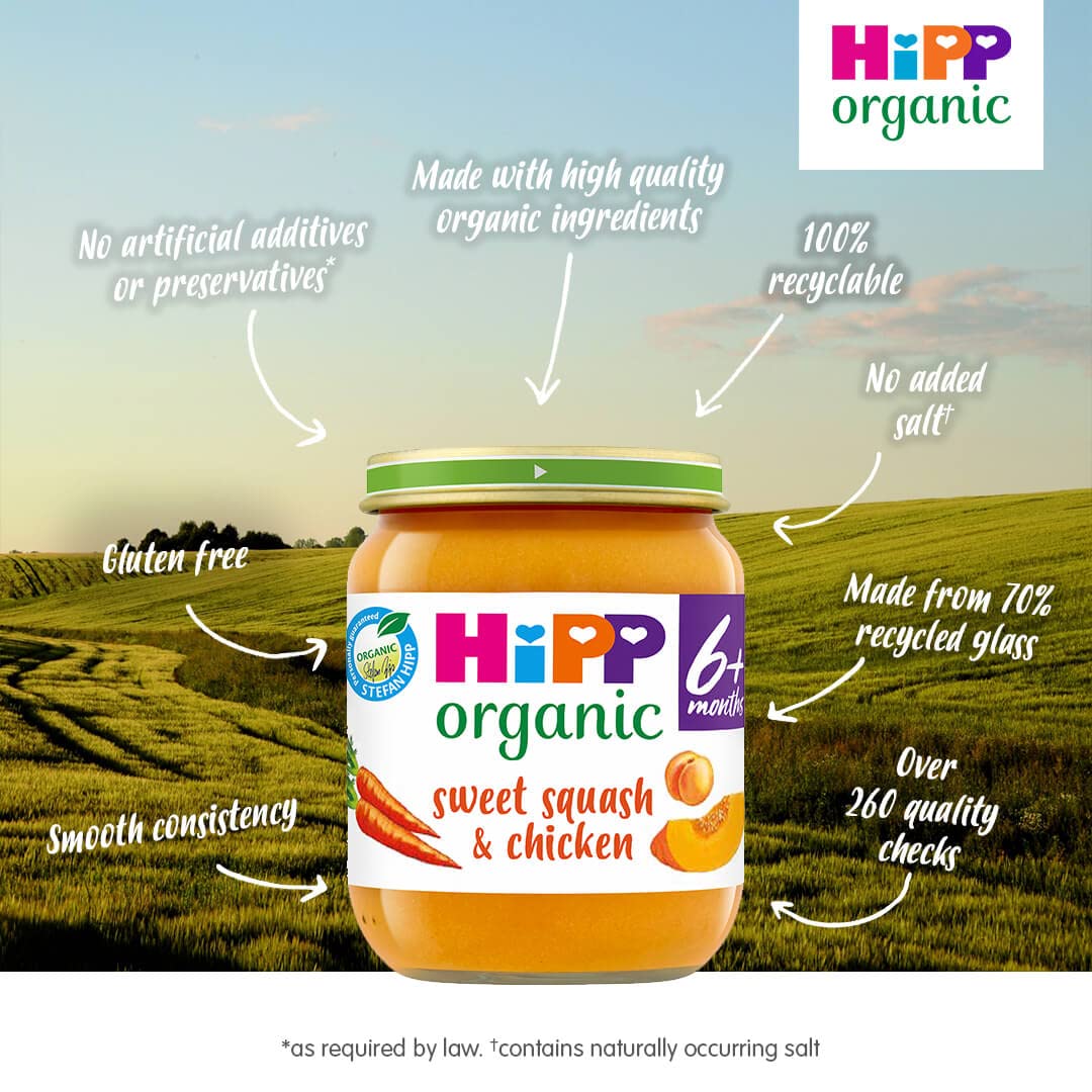 HiPP Organic Sweet Squash & Chicken Baby Food Jar 6+ Months 125g (Pack of 6) 4