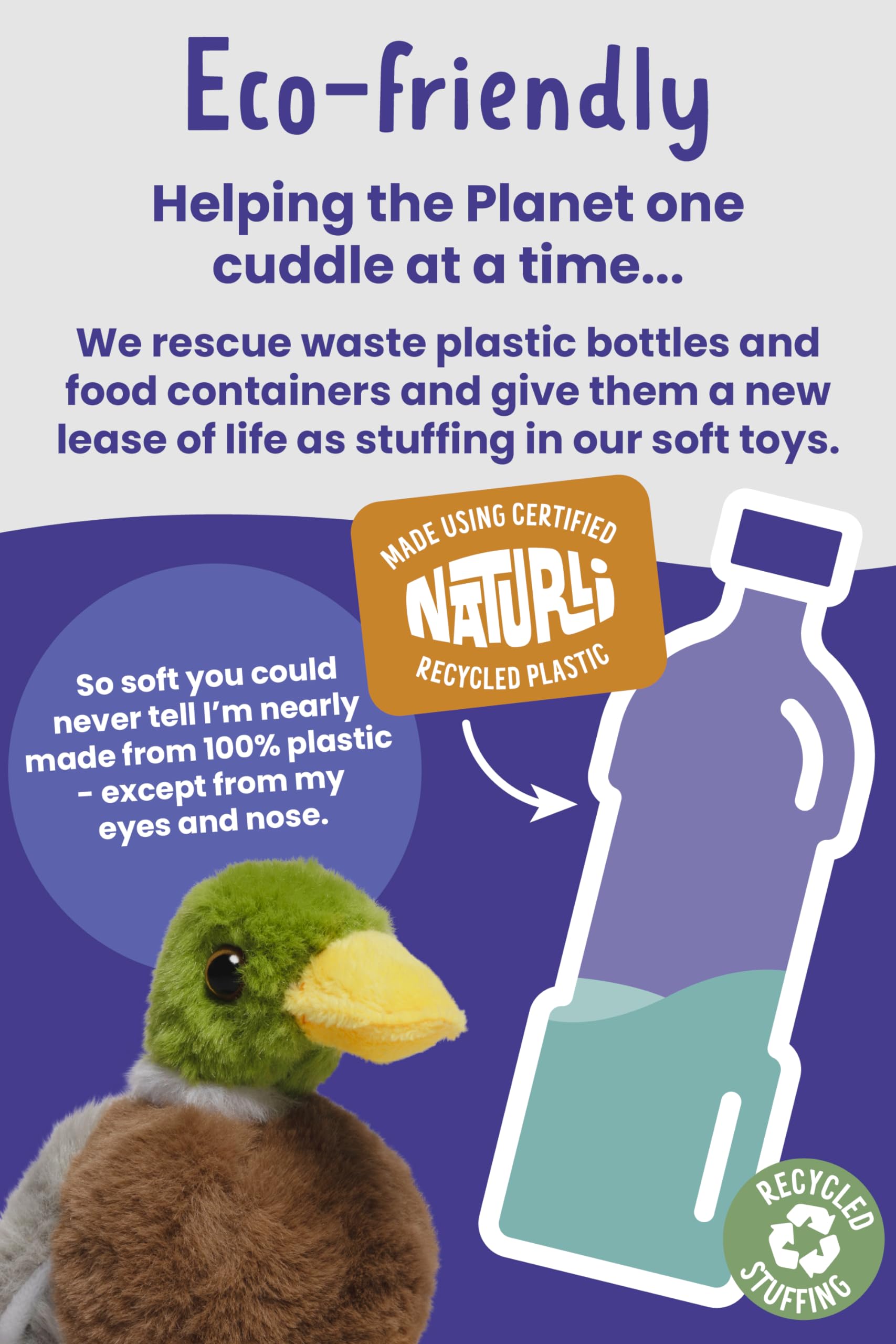 Living Nature SMOLS Mallard Duck Plush Toy - Soft Eco-Friendly Stuffed Animal for Kids 0+ 3