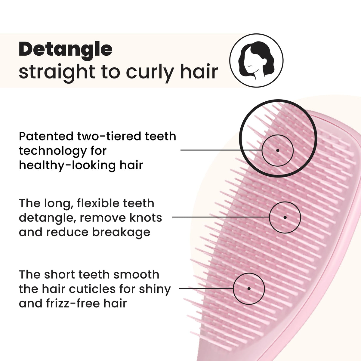 Tangle Teezer Ultimate Detangler Hairbrush - Detangles Wet & Dry Hair, Reduces Breakage | Millennial Pink