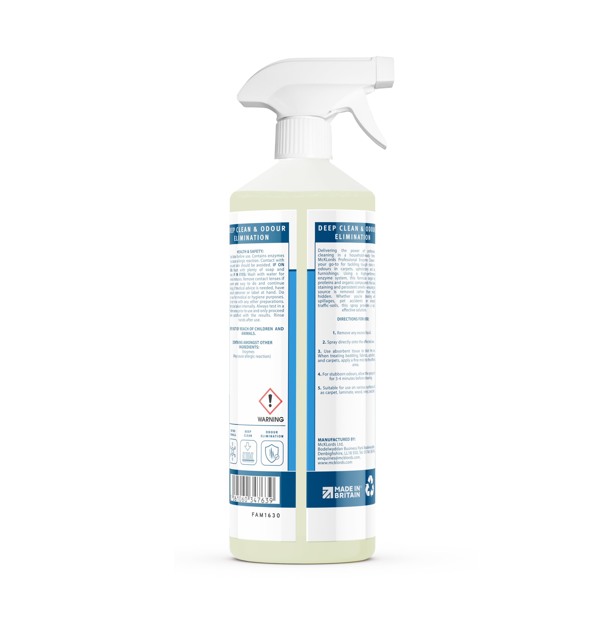 McKlords Professional Enzyme Cleaner - 1L Liquid for Carpet & Upholstery Stain Removal 8