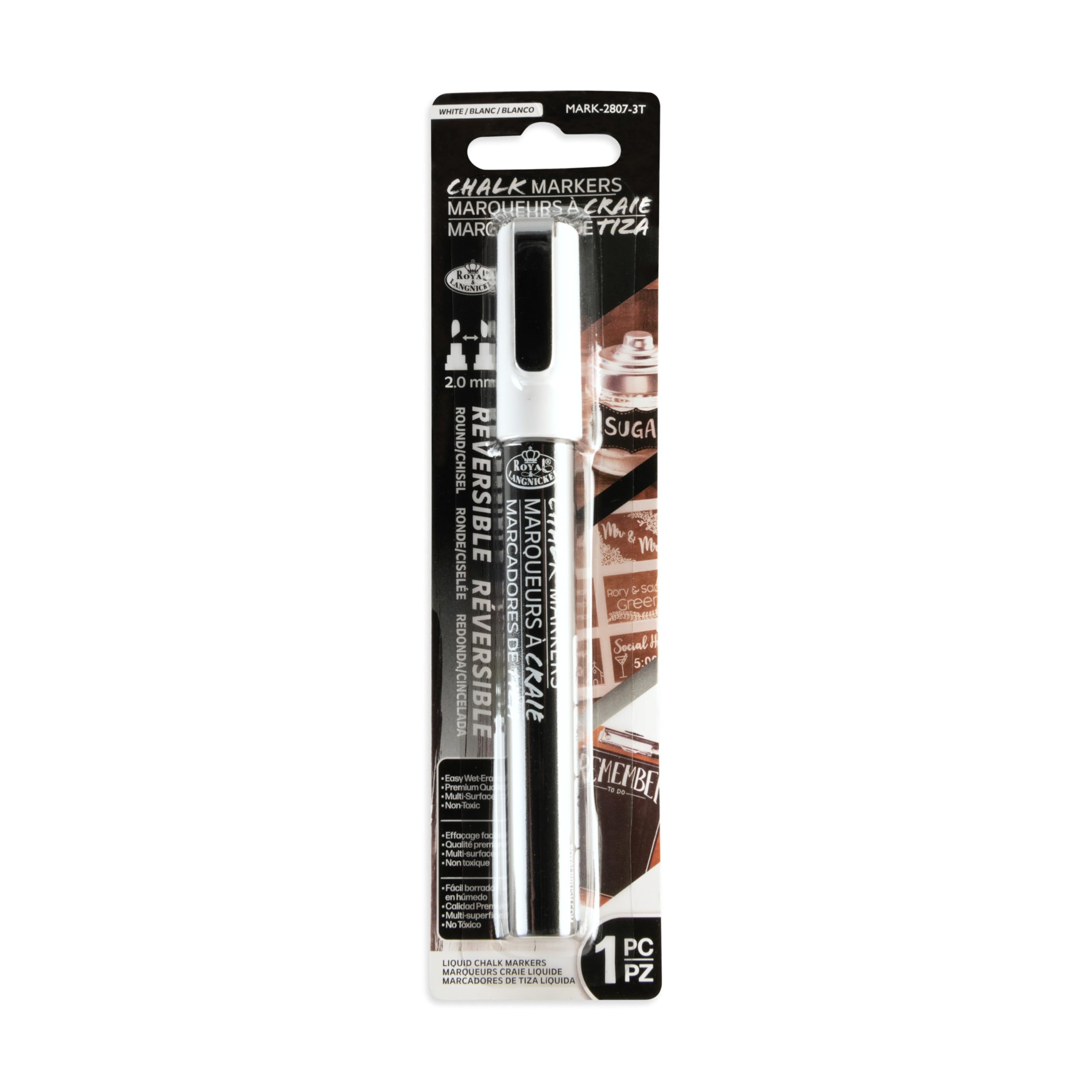 Royal & Langnickel Wet-Erase Liquid Chalk Marker - White | 2mm Dual Tip (Round/Chisel) | Non-Toxic