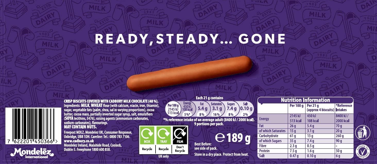 Cadbury Dairy Milk Fingers Milk Chocolate Biscuits, Crunchy Biscuit Fingers Coated in Smooth Chocolate 5