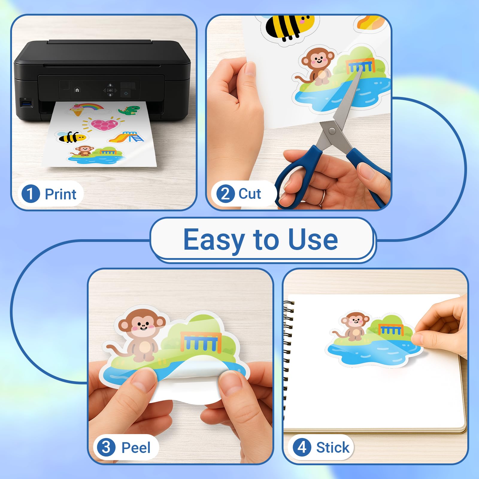 Euqvunn Glossy White Inkjet Sticker Paper - 18 A4 Sheets | Water-Resistant Vinyl 6