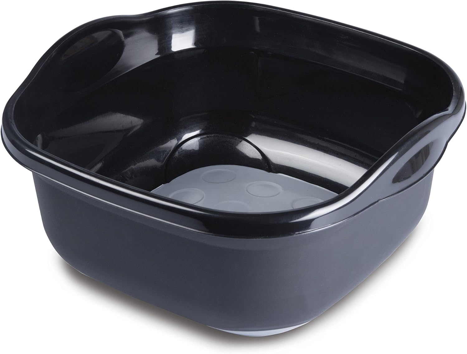 Addis Soft Touch Washing Up Bowl - 9L Twin Material Dish Basin with Carry Handles, Black/Grey