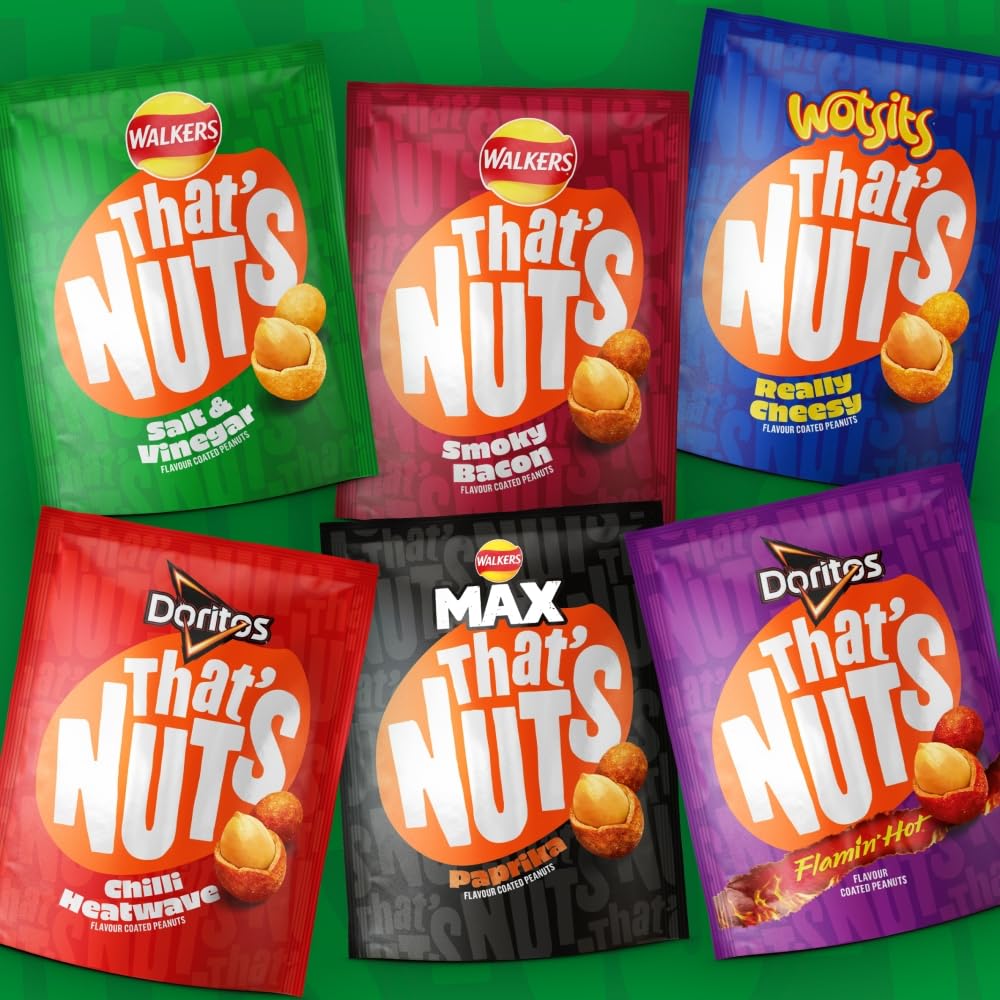 That's Nuts Walkers Salt & Vinegar Peanuts Grab Bag Case | 20 x 40g Bags | 800g Total