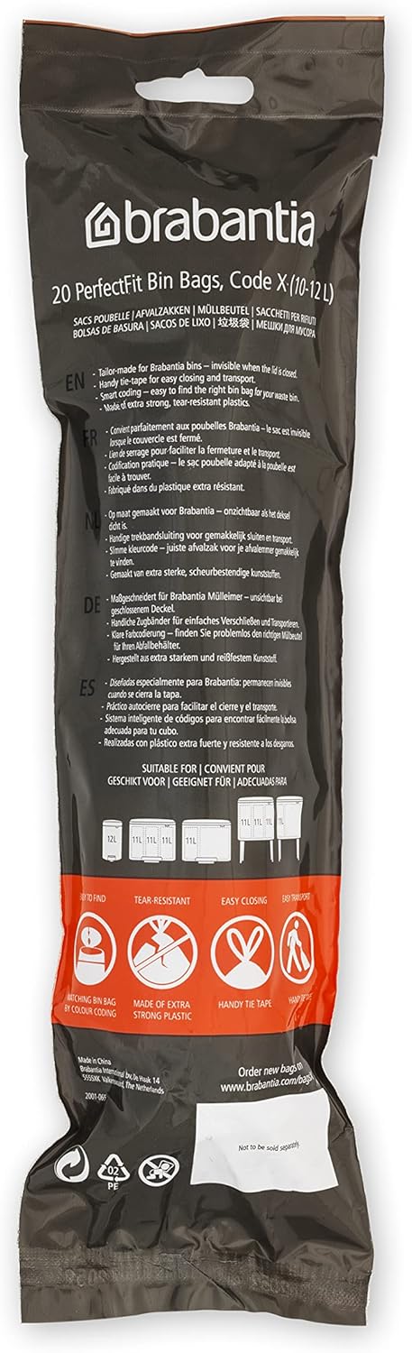Brabantia PerfectFit Bin Liners Multipack - Size X (10-12 Litre) - Extra Strong Plastic with Tie-Tape 7