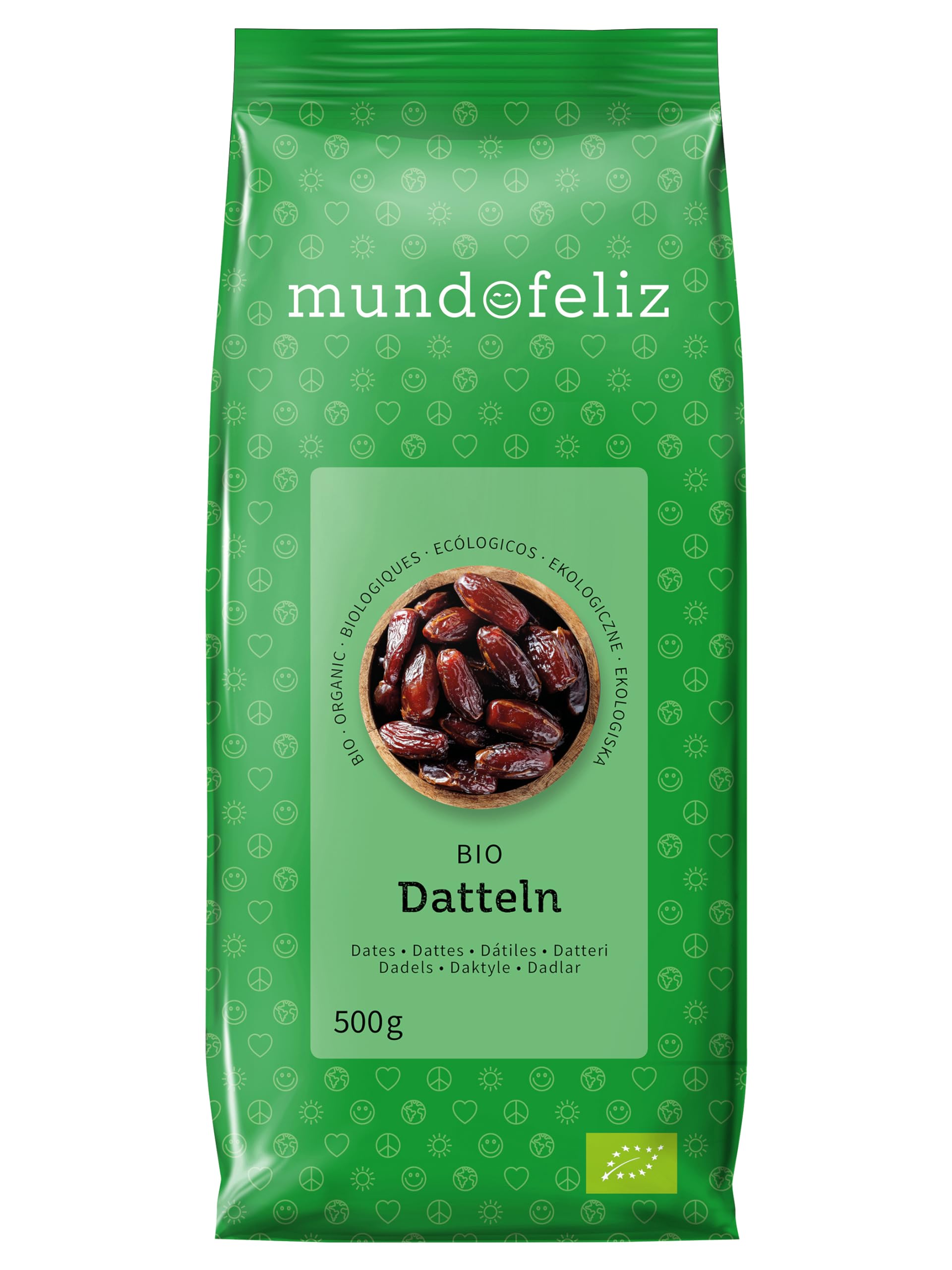 Mundo Feliz Organic Dried Pitted Dates - 1kg Total (2 x 500g Packs) | Sun-Dried, Vegan