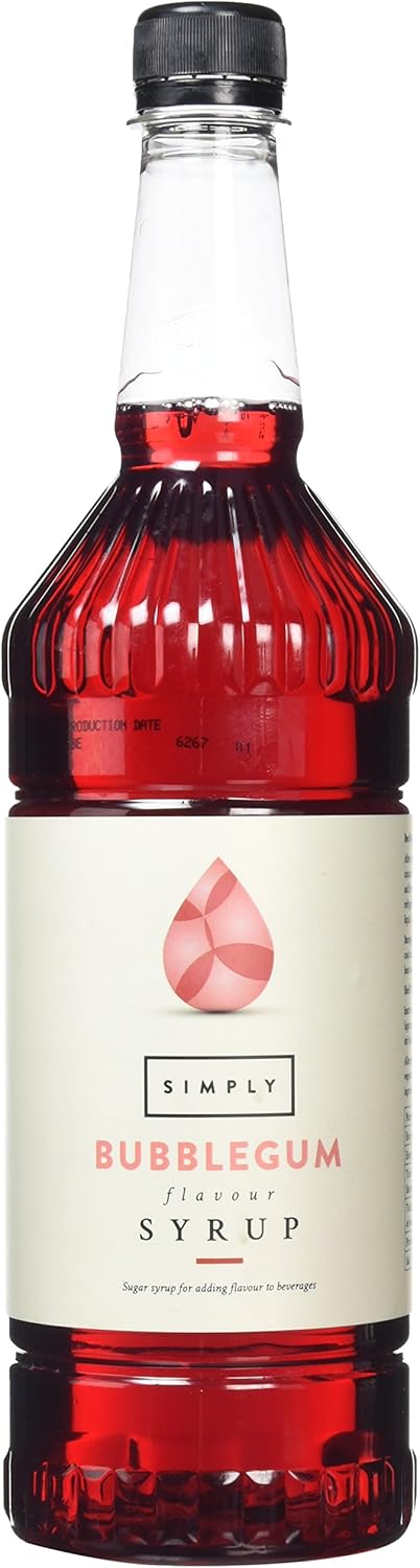 Simply - Bubblegum Syrup 1 Litre, Vegan & Nut Free Flavoured Syrup for Drinks & Baking