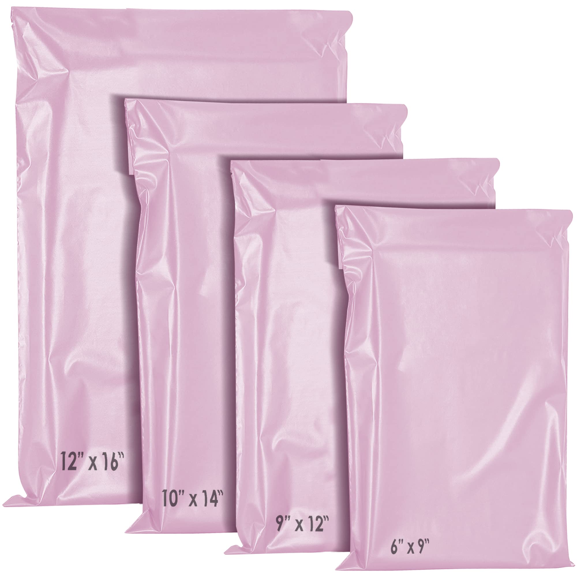 YUNJU Self-Seal Plastic Mail Bags - 60 Count Mixed Sizes, Non-Transparent, Waterproof