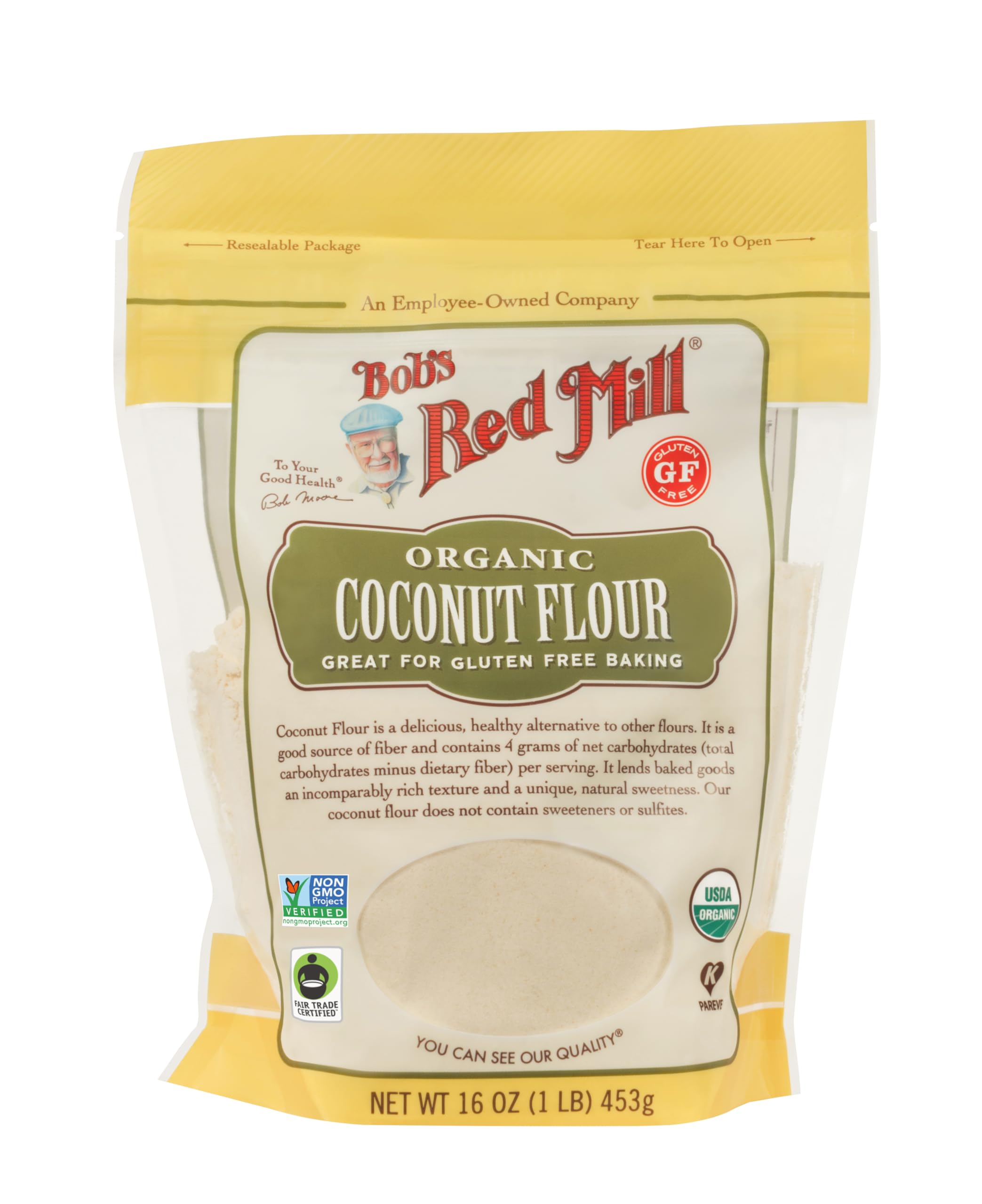 Bob's Red Mill Organic Coconut Flour 453g - Non GMO, Fair Trade, Vegan, Keto & Paleo Friendly