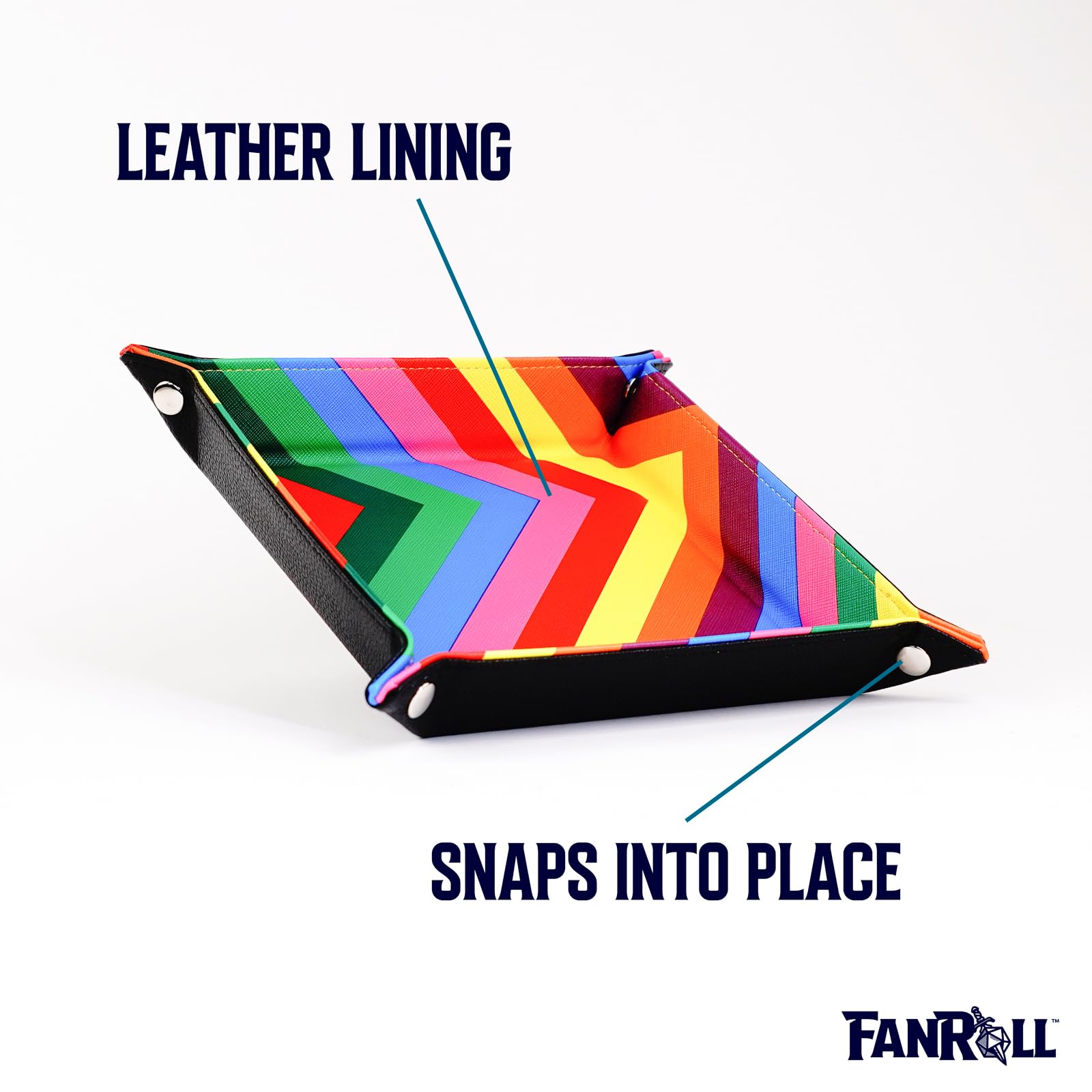 Metallic Dice Games FanRoll Fold Up Dice Tray with PU Leather Backing - Metallic 5