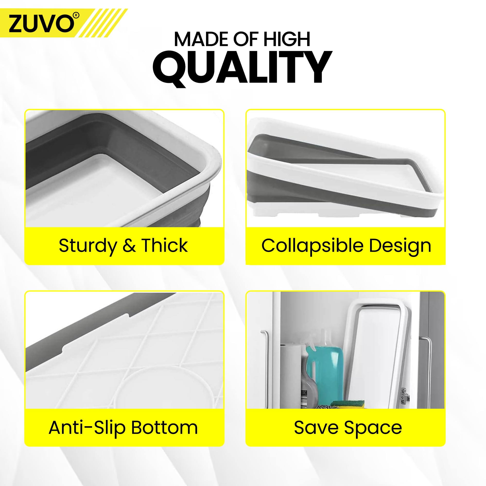 Zuvo - Collapsible Washing Up Bowl 10L Laundry Basket for Sink 4