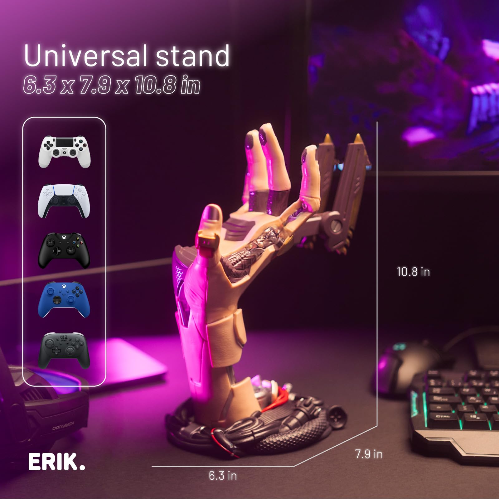 Cyberpunk Gaming Controller Holder & Headphone Stand for PS5, Xbox Series X|S - SOCA02 3