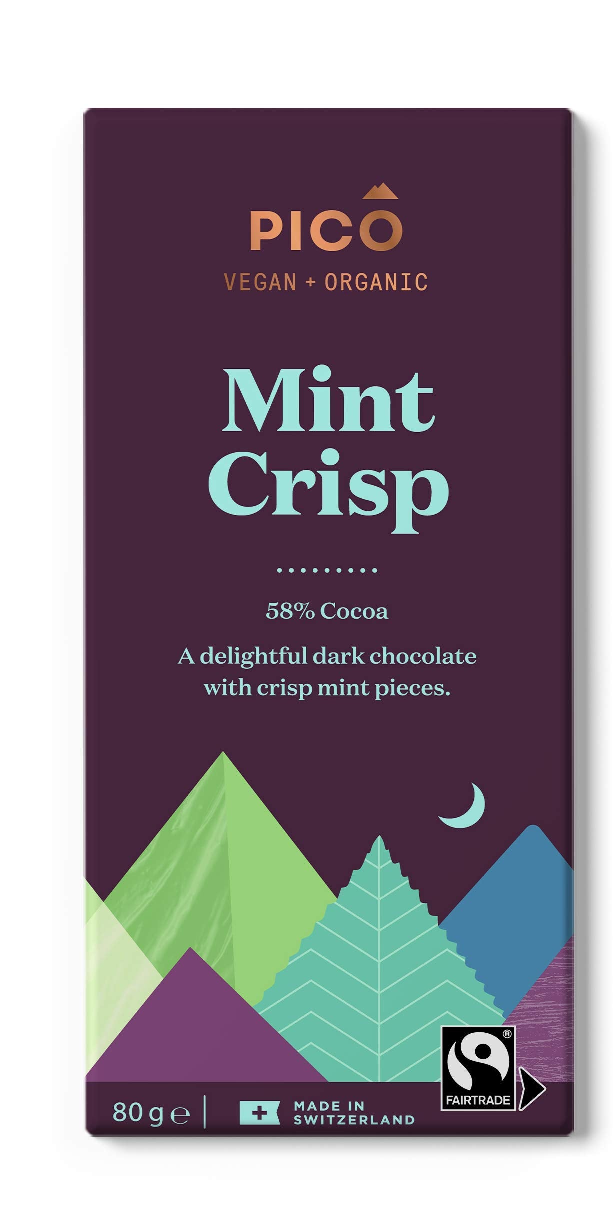 SOULFRESH Pico Mint Crisp Dark Chocolate Vegan Bar - 58% Cocoa | Organic | 80g 1