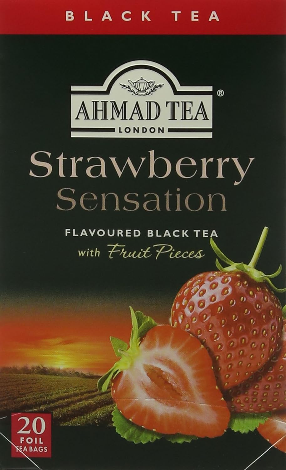Ahmad Tea Strawberry Sensation - Fruit-Flavoured Black Tea (20 Teabags)