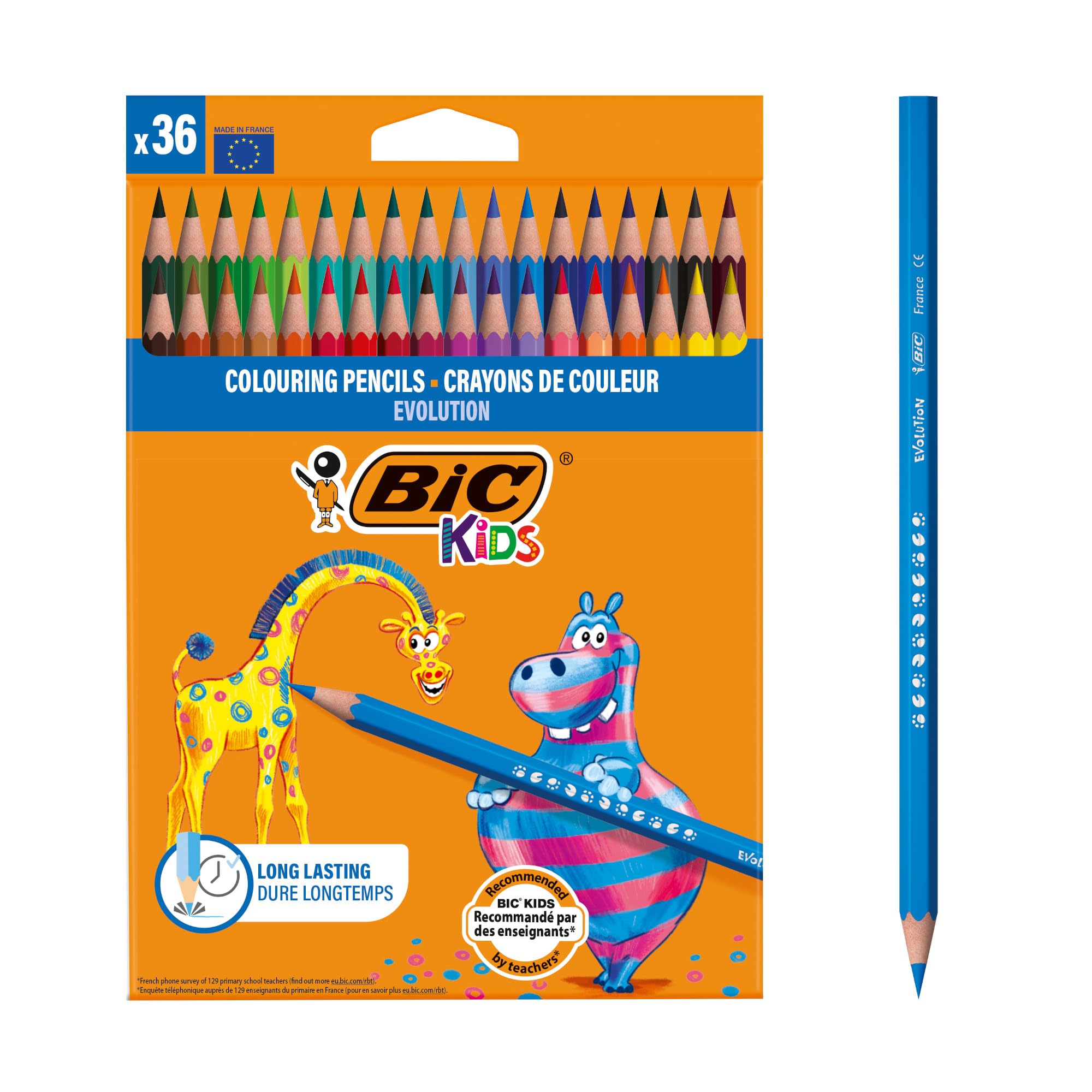 BIC Kids Evolution Coloured Pencils - Wood-Free, Durable Art Supplies for Kids