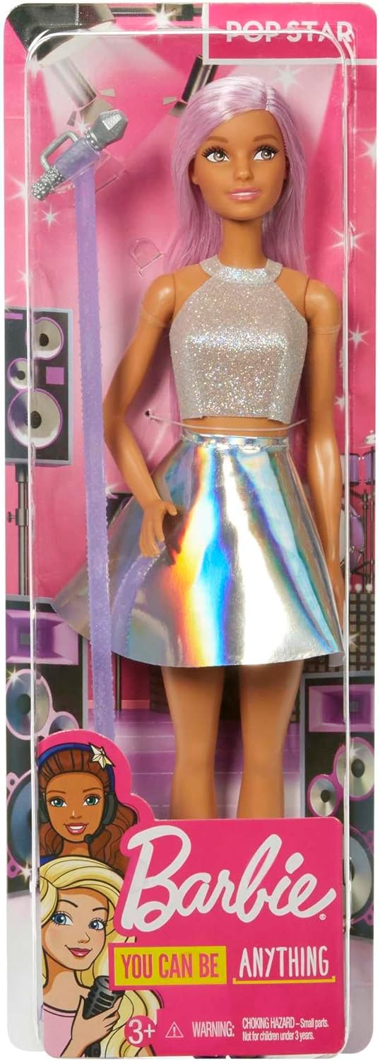 Barbie Pop Star Doll - Iridescent Skirt, Microphone & Stand, Pink Hair (Ages 3+) 5