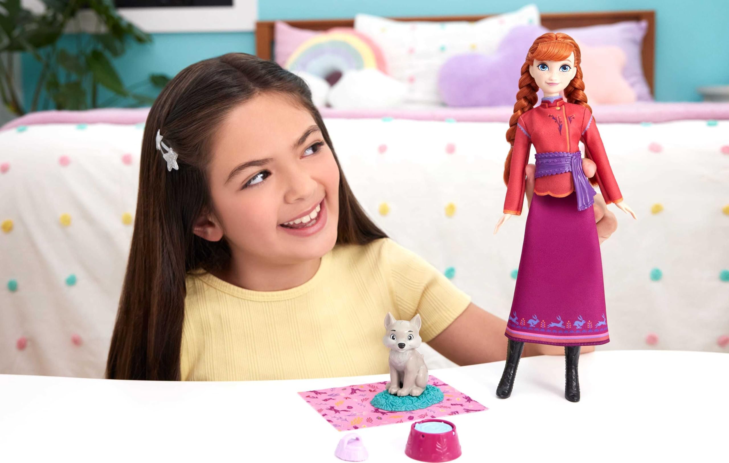 Mattel Disney Frozen Anna Fashion Doll & Wolf Cub Playset with 4 Accessories - Inspired by Animals of Arendelle 3