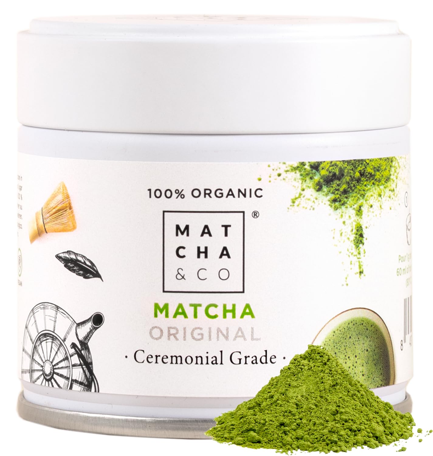 Matcha & CO Original Ceremonial Grade Matcha Green Tea Powder - Organic, 30g