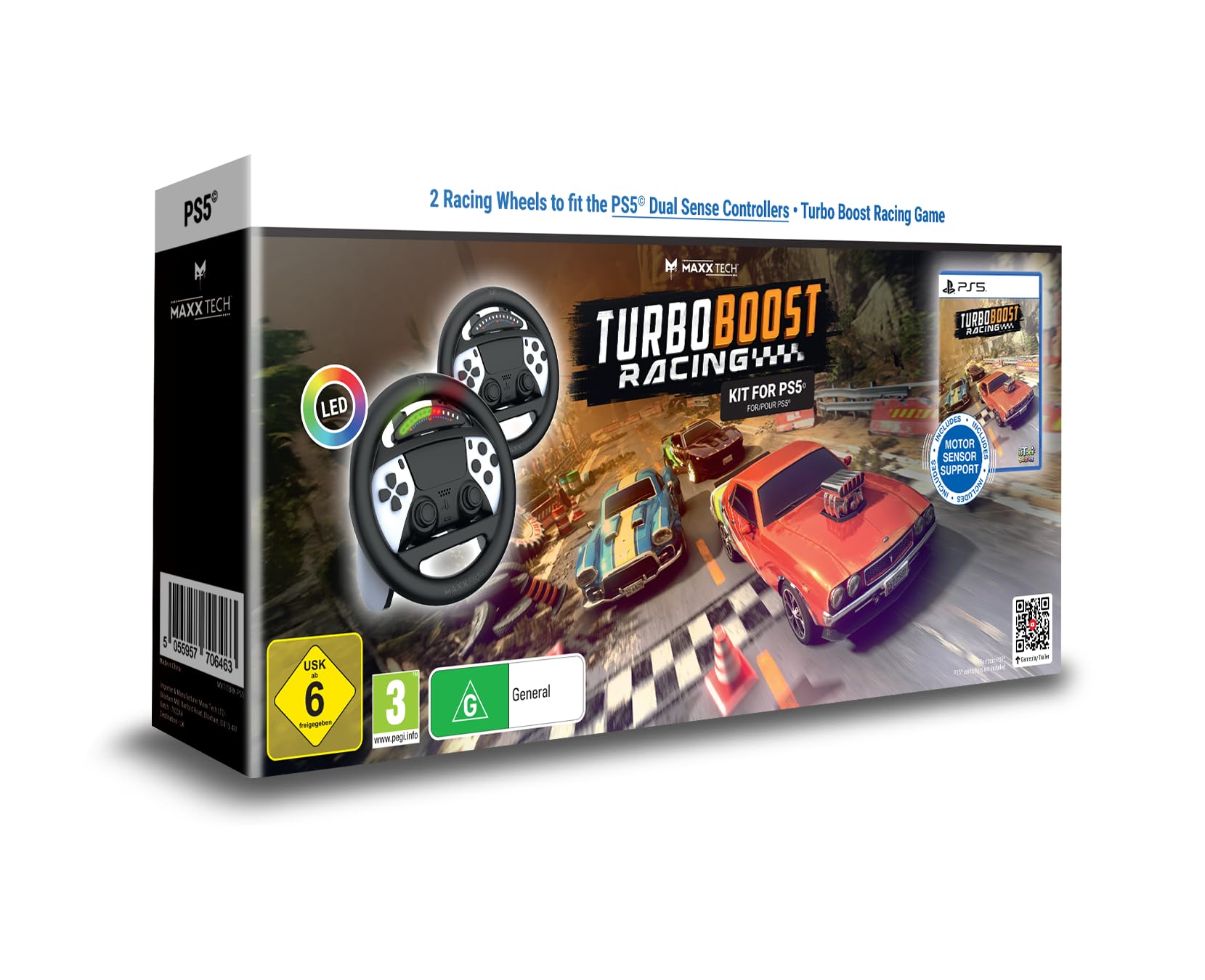 Turbo Boost Racing Kit - PlayStation 5 with Dual LED Racing Wheels 15