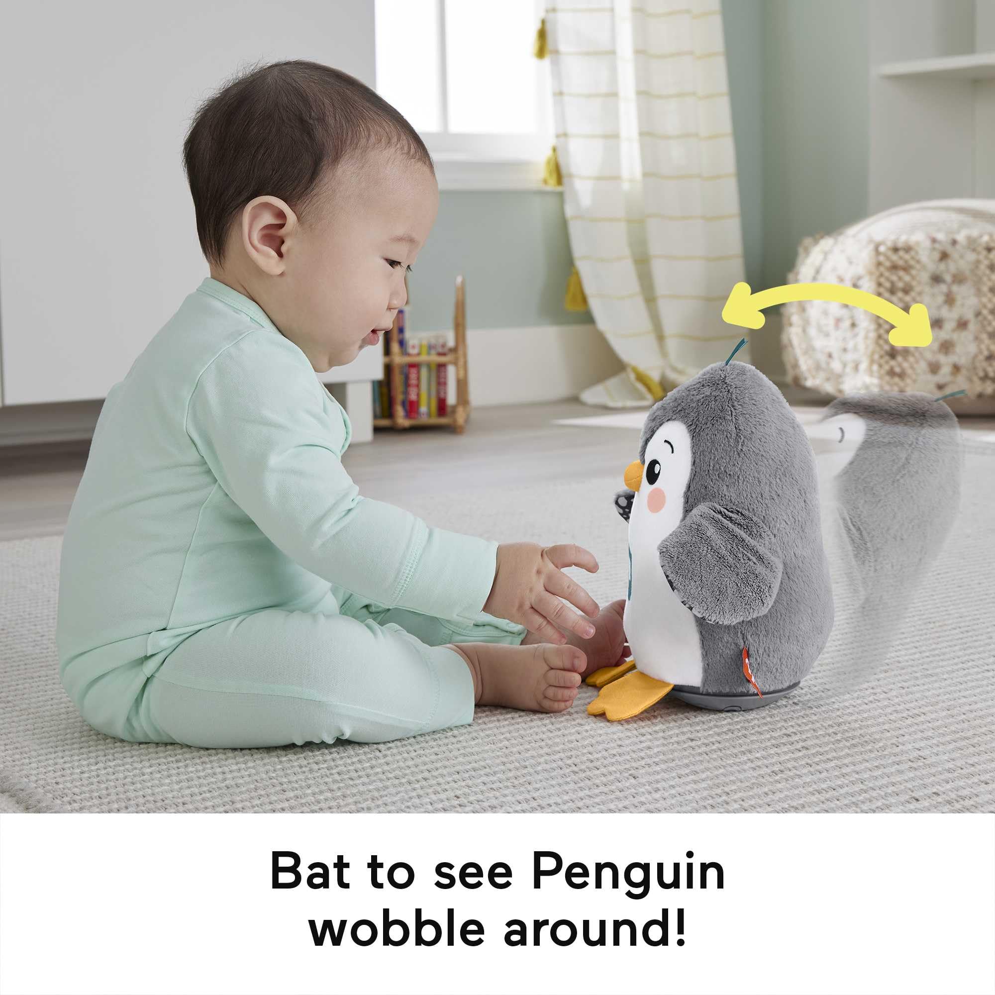 Fisher-Price Flap &amp; Wobble Pinguin – Musikalisches Plüschspielzeug für die Bauchzeit für Neugeborene ab 0 Monaten 5