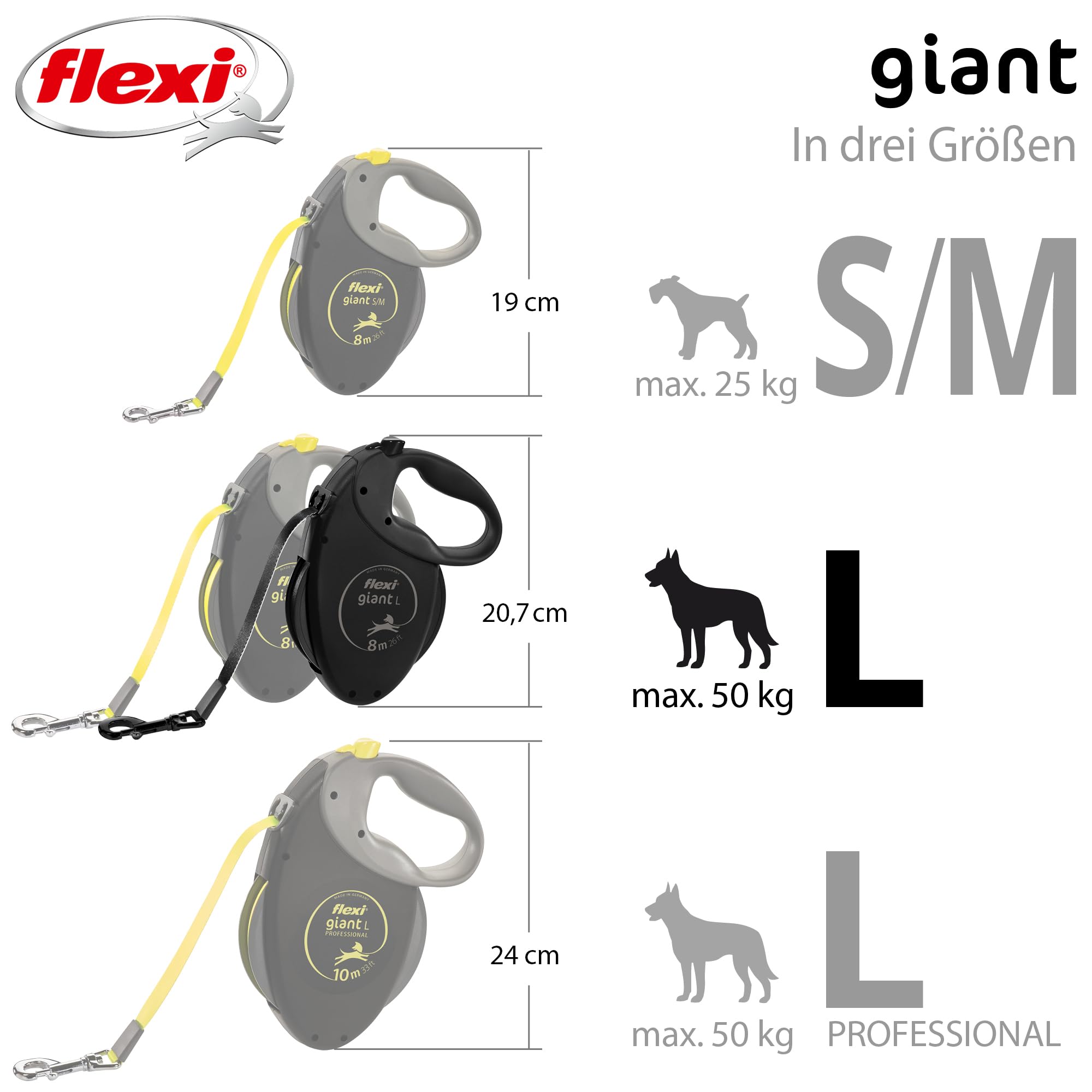 flexi Giant Black Edition Belt Retractable Dog Lead - 8m, Up to 50kg 5