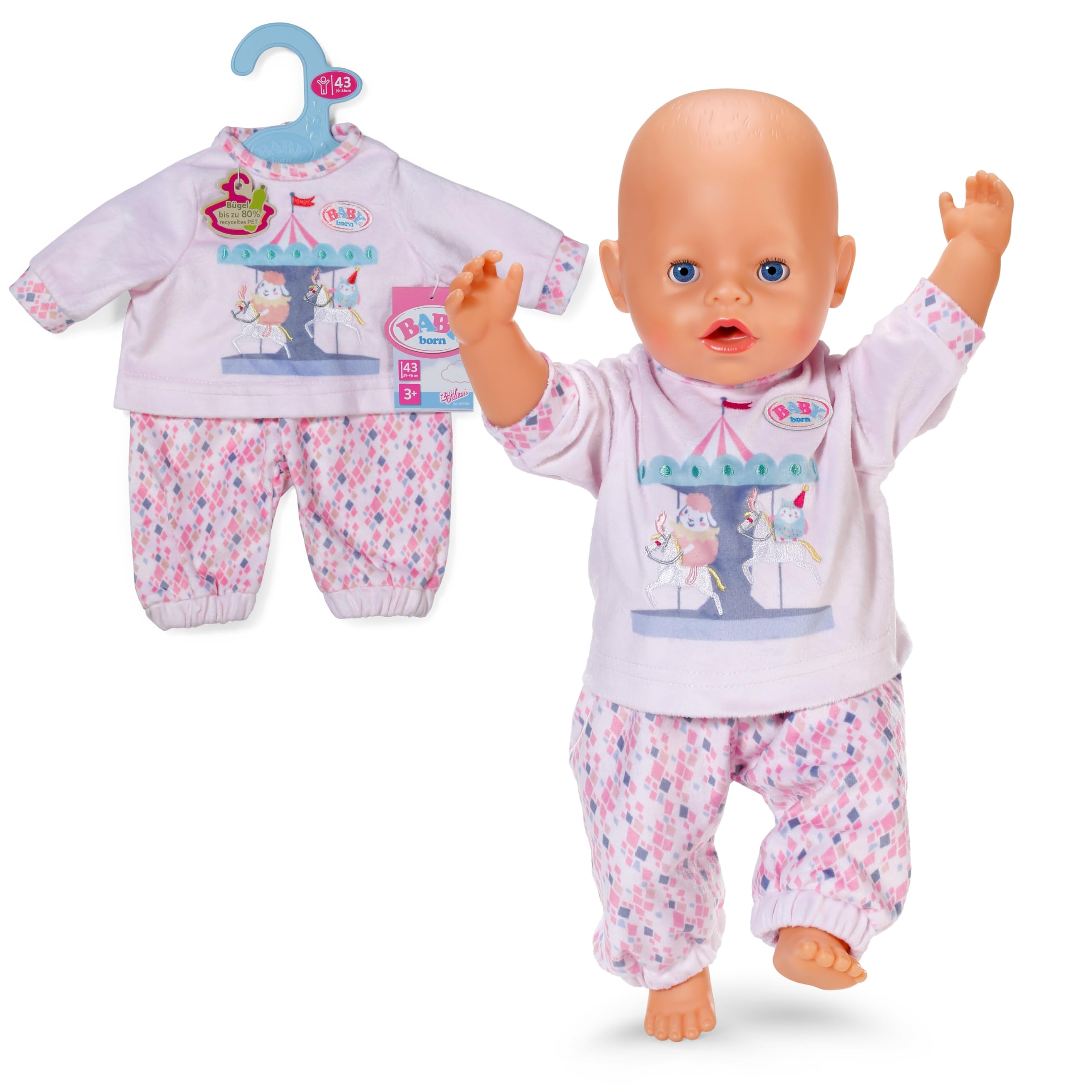 BABY born Pyjamas - Long-Sleeved Shirt & Colorful Leggings Doll Clothes Set 1