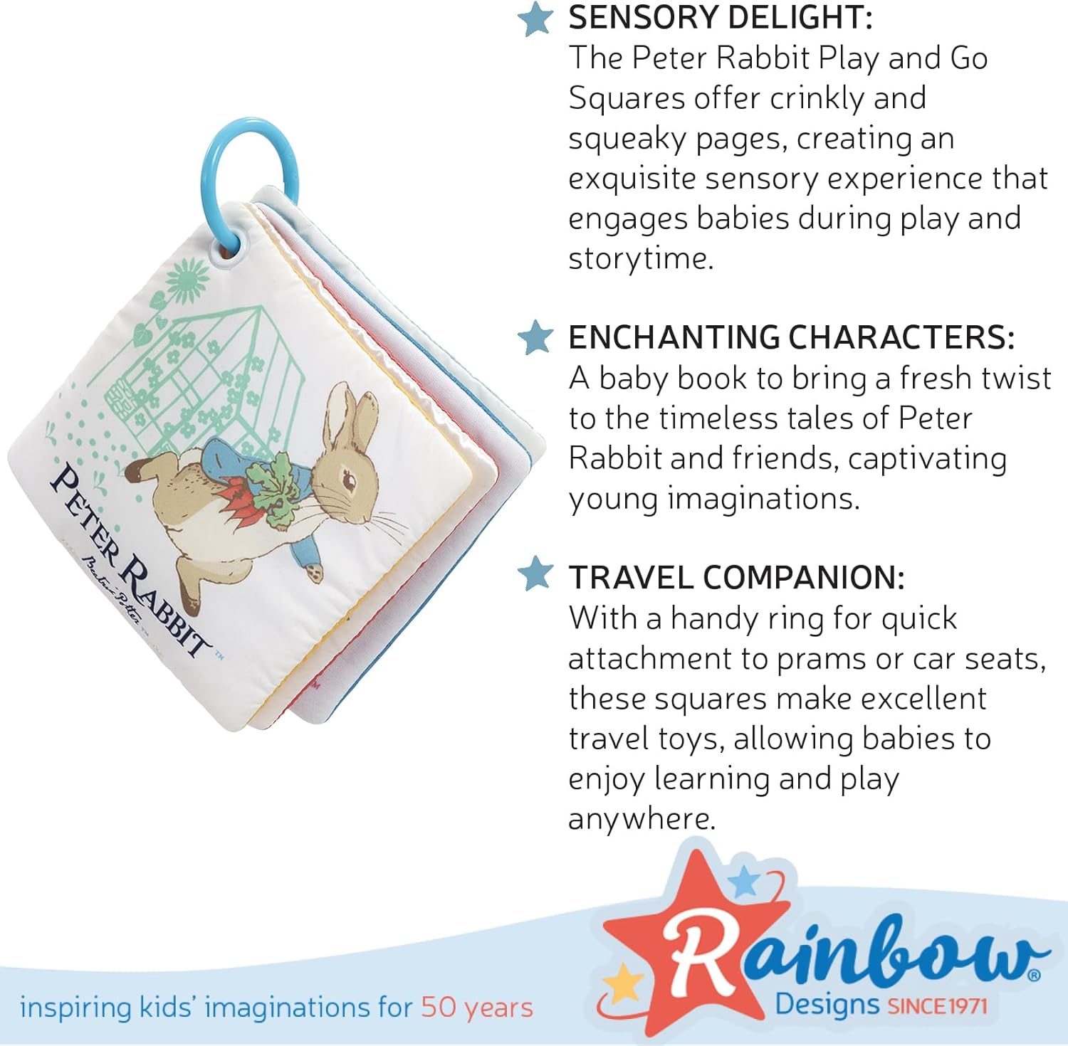 Peter Rabbit Baby Cloth Book - Touch and Feel Sensory Play & Go Square 3